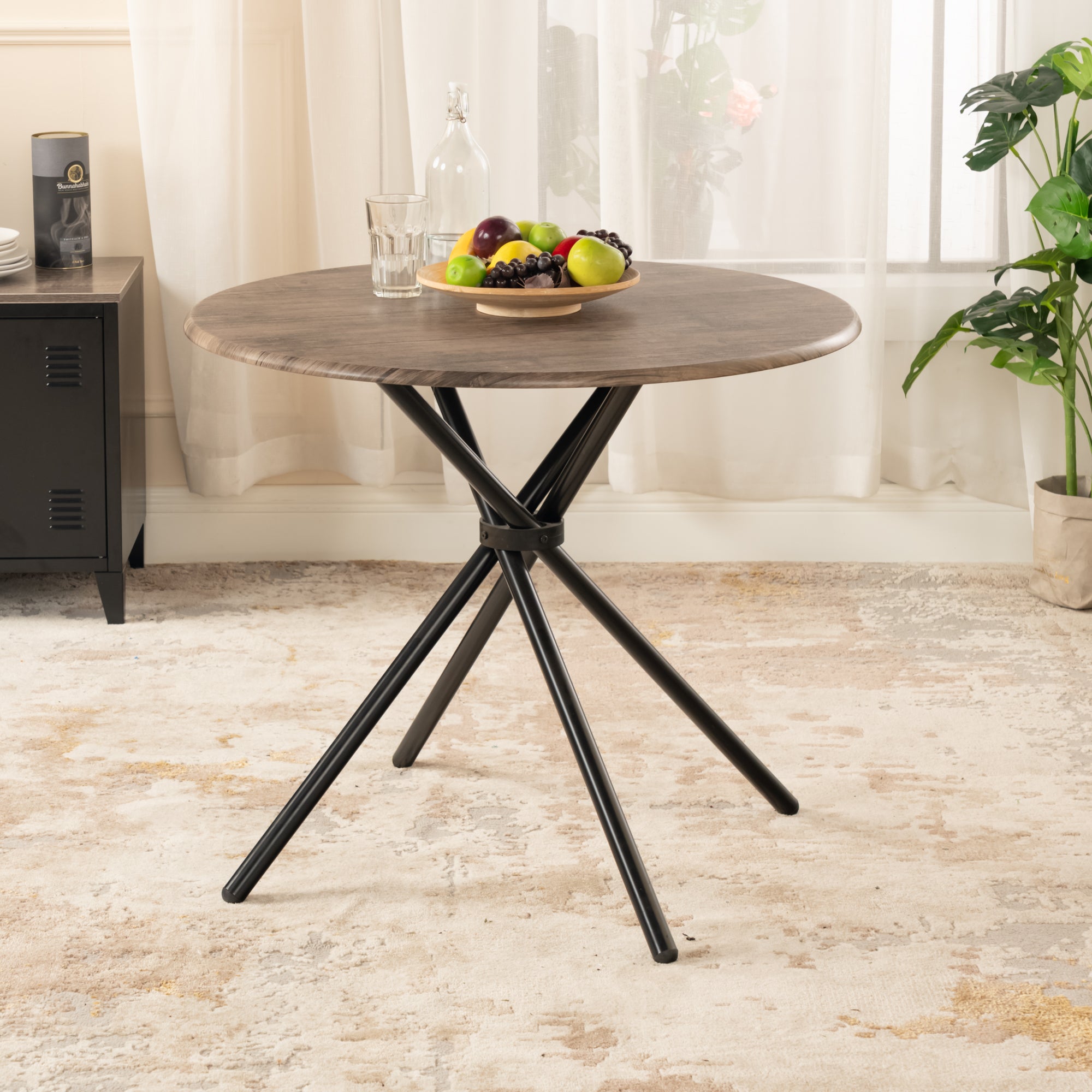 Hare 31.5” Tripod Accent Table with Wooden Top & Metal Legs