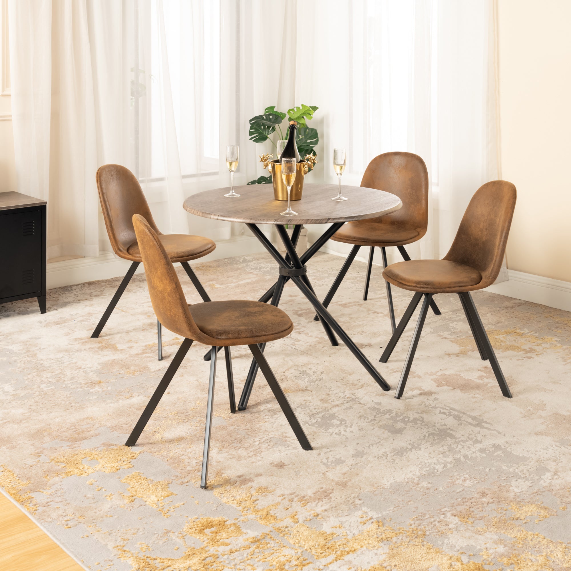 Hare 31.5” Tripod Accent Table with Wooden Top & Metal Legs
