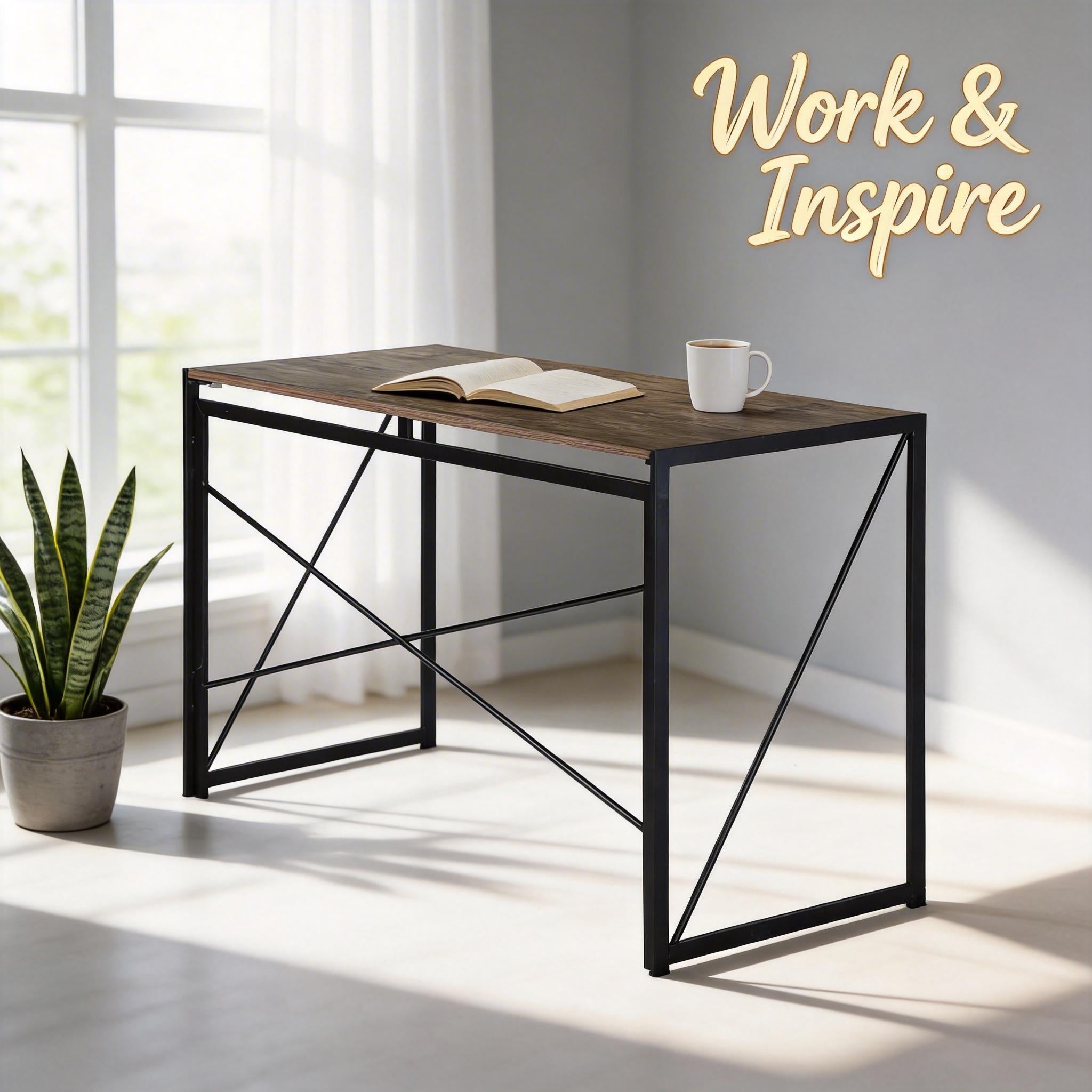 Homy Casa Harper 47" Folding Desk Compact Workspace Home Office
