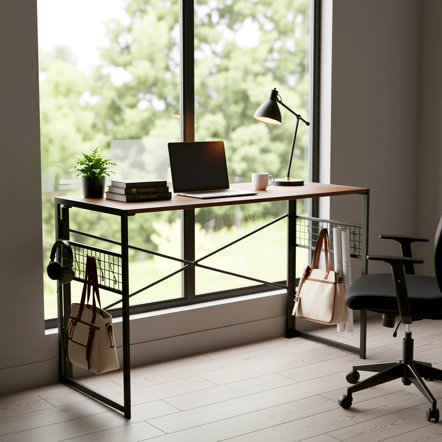 Homy Casa HARPER PLUS VINTAGE 39.4" W x 19.7" D x 28.4" H Folding Table for Home and Office
