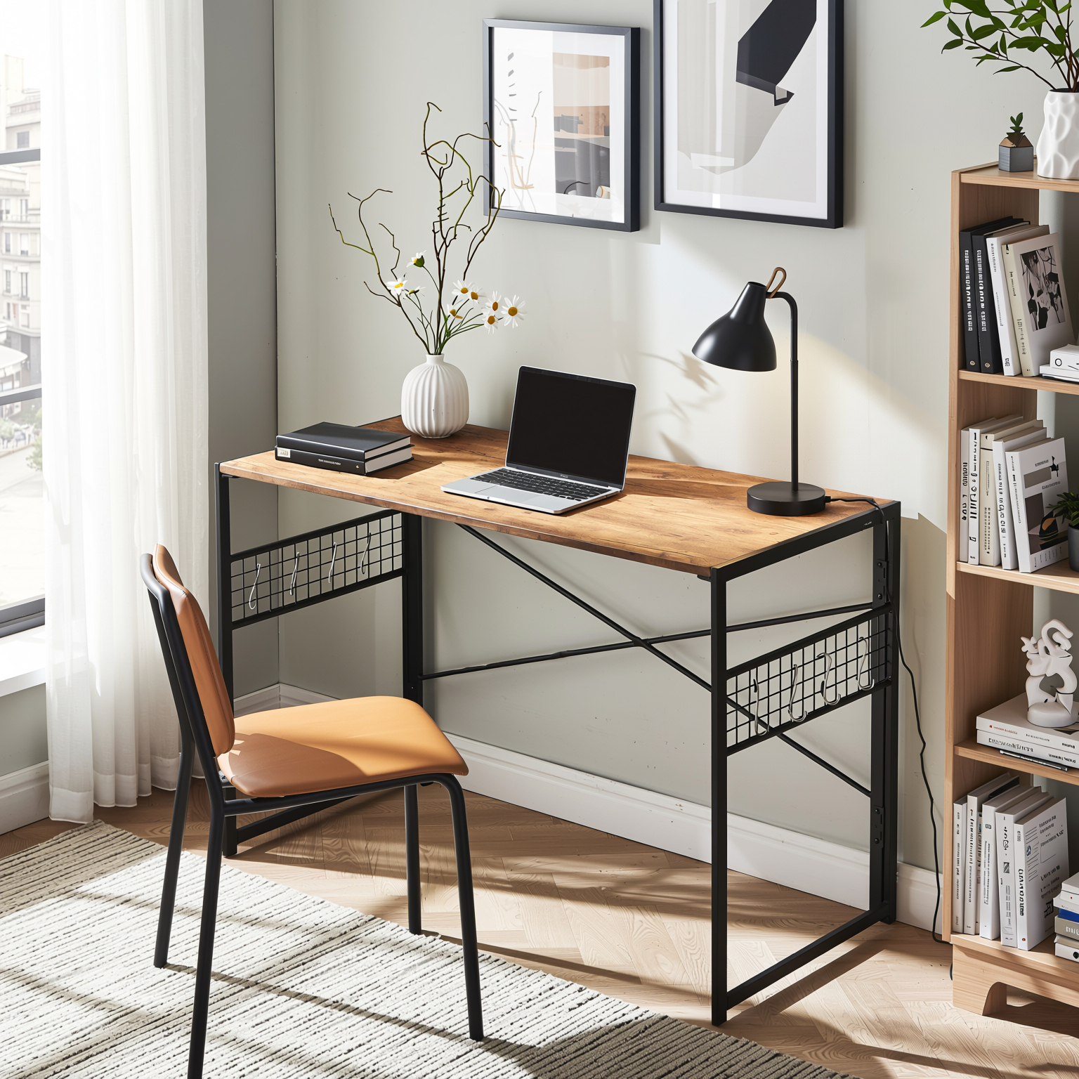 Homy Casa HARPER PLUS VINTAGE 39.4" W x 19.7" D x 28.4" H Folding Table for Home and Office