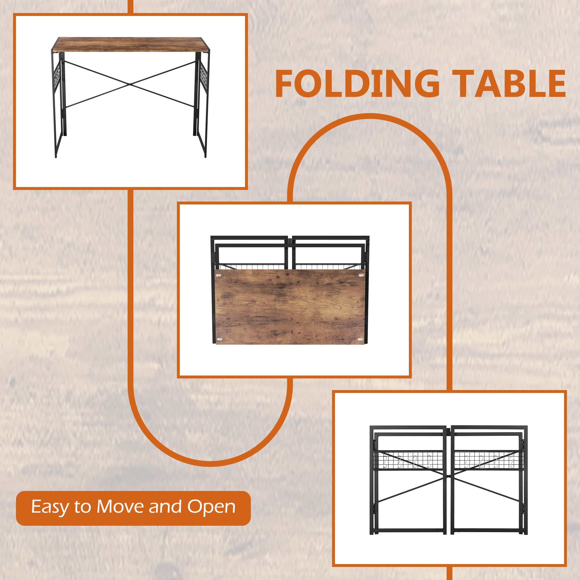 Homy Casa Harper 47" Folding Desk Compact Workspace Home Office