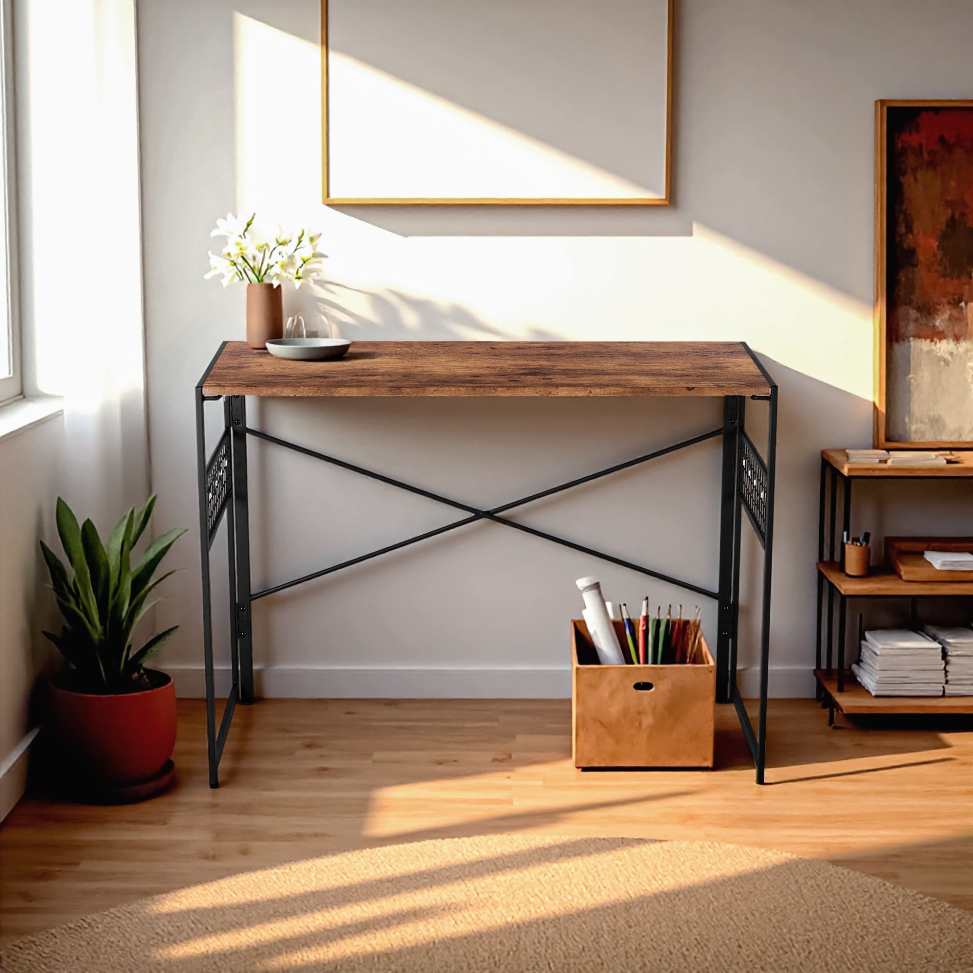 Homy Casa Harper 47" Folding Desk Compact Workspace Home Office