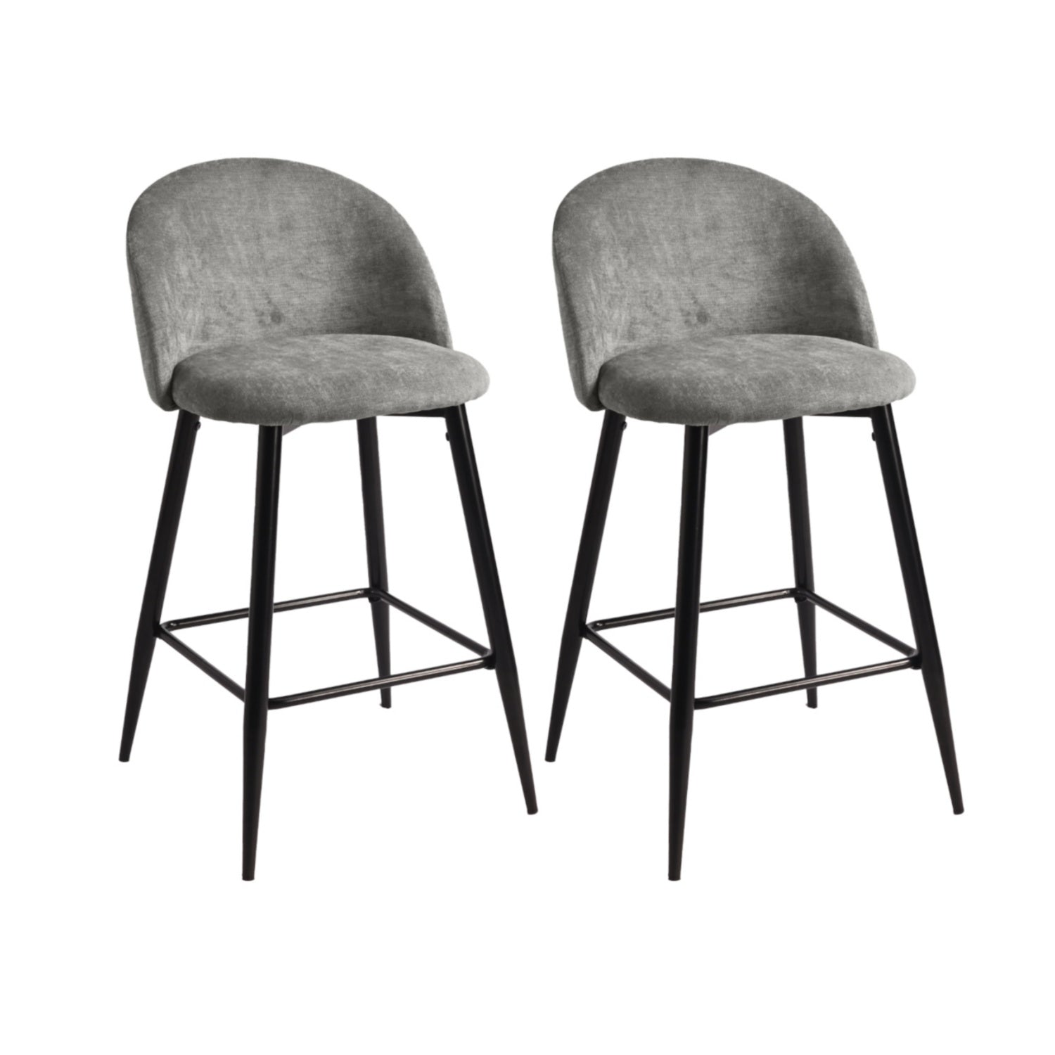 Open Box Homy Casa HASEEB Counter Bar Stool Dark Grey Terry Fabric 18.3" W x 19.9" D x 37" H Modern Seating