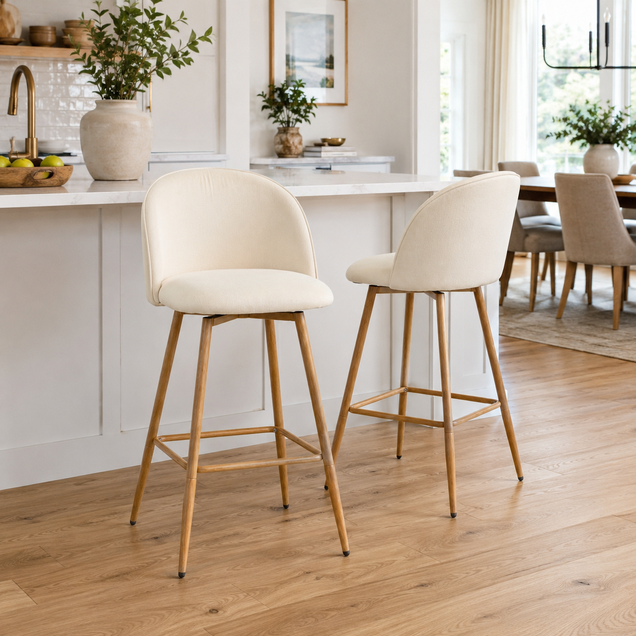 HASEEB 26" Swivel Counter Height Bar Stools Set of 2