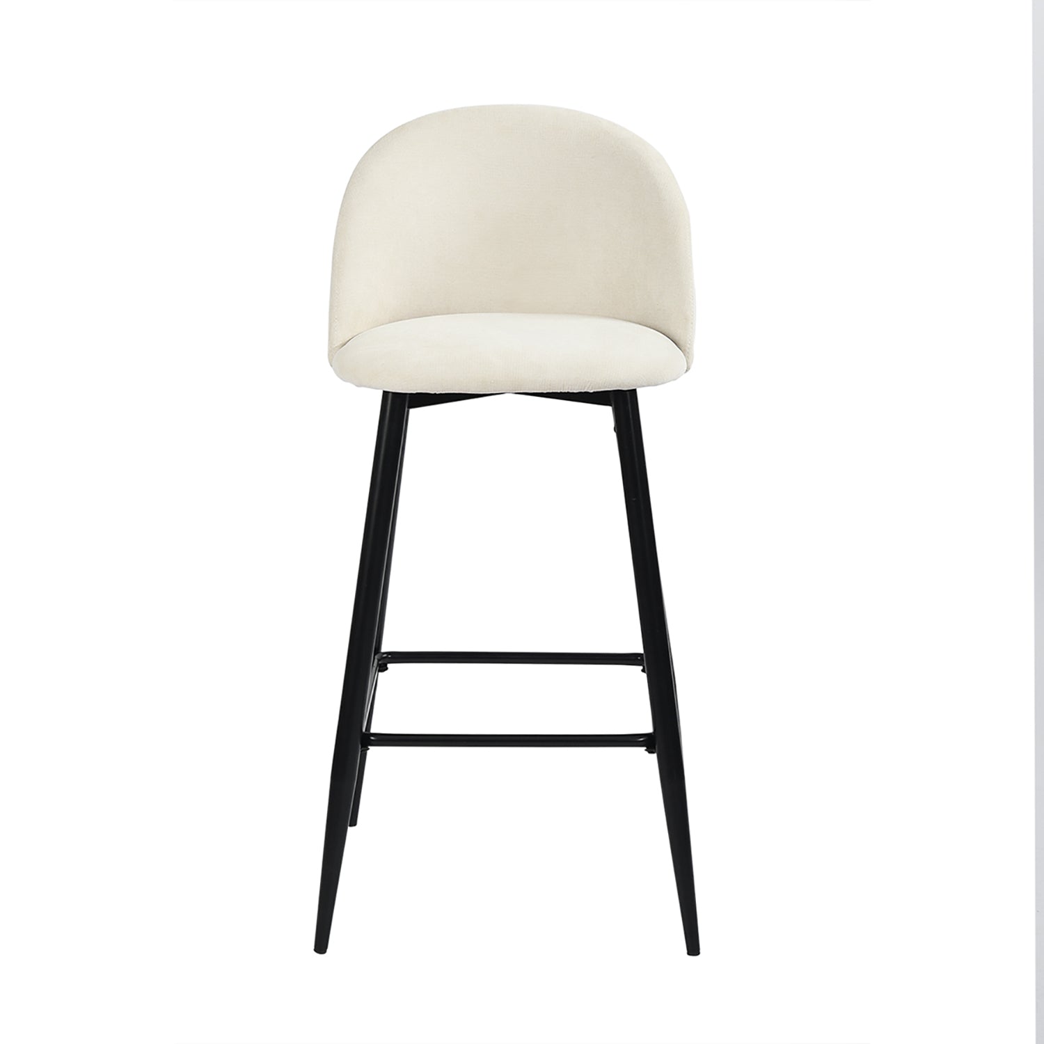 Homy Casa HASEEB Terry Cream Black Leg  2 PCS 27" Bar Stool Modern Bar Seating Open Box