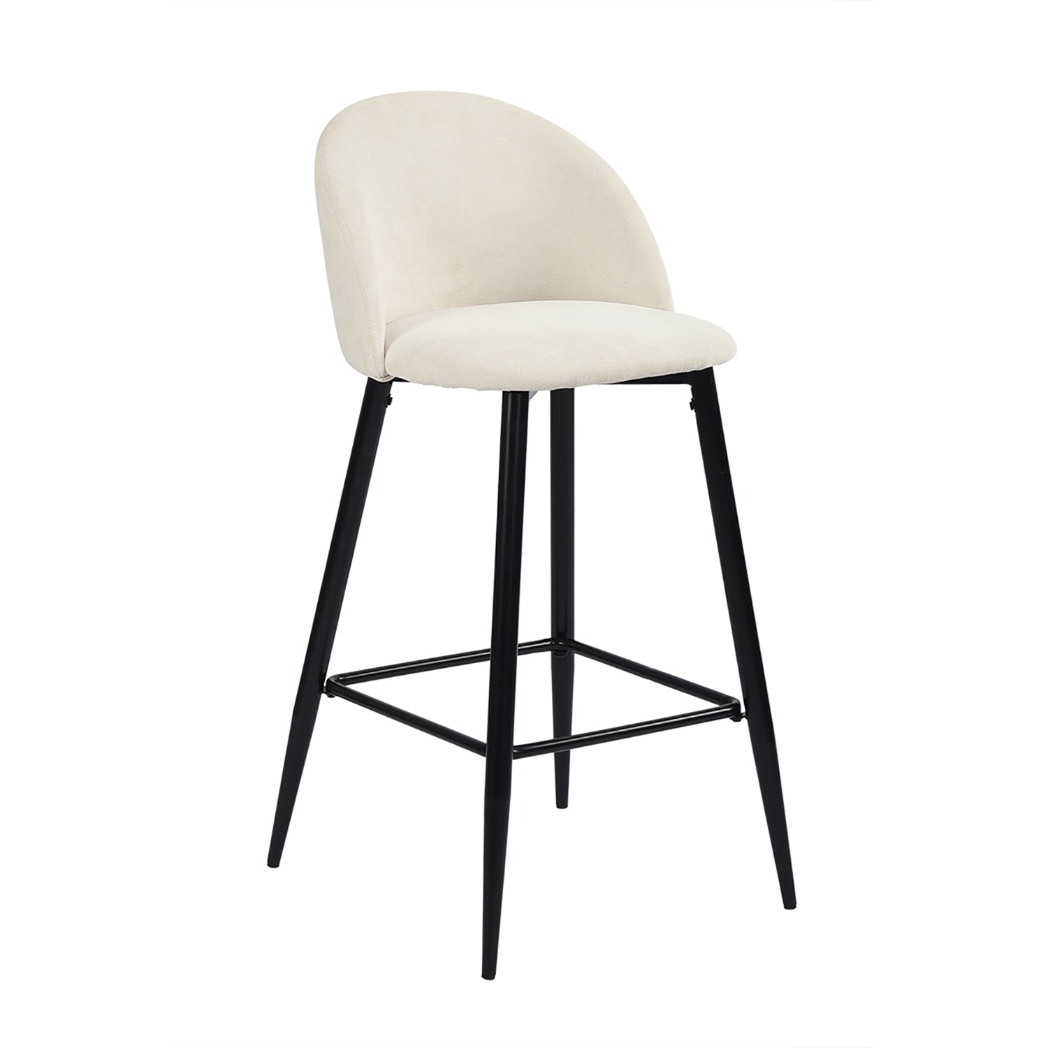Homy Casa HASEEB Terry Cream Black Leg  2 PCS 27" Bar Stool Modern Bar Seating Open Box