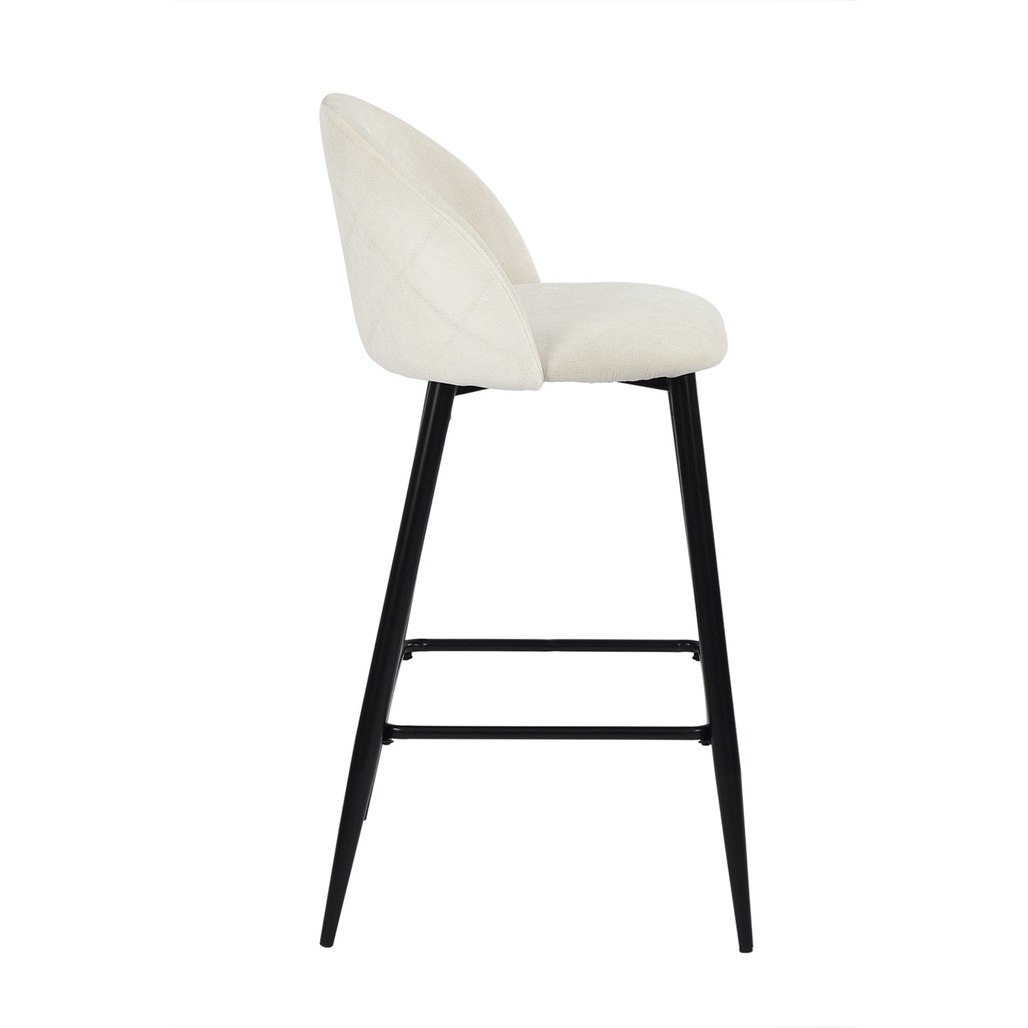 Homy Casa HASEEB Terry Cream Black Leg  2 PCS 27" Bar Stool Modern Bar Seating Open Box