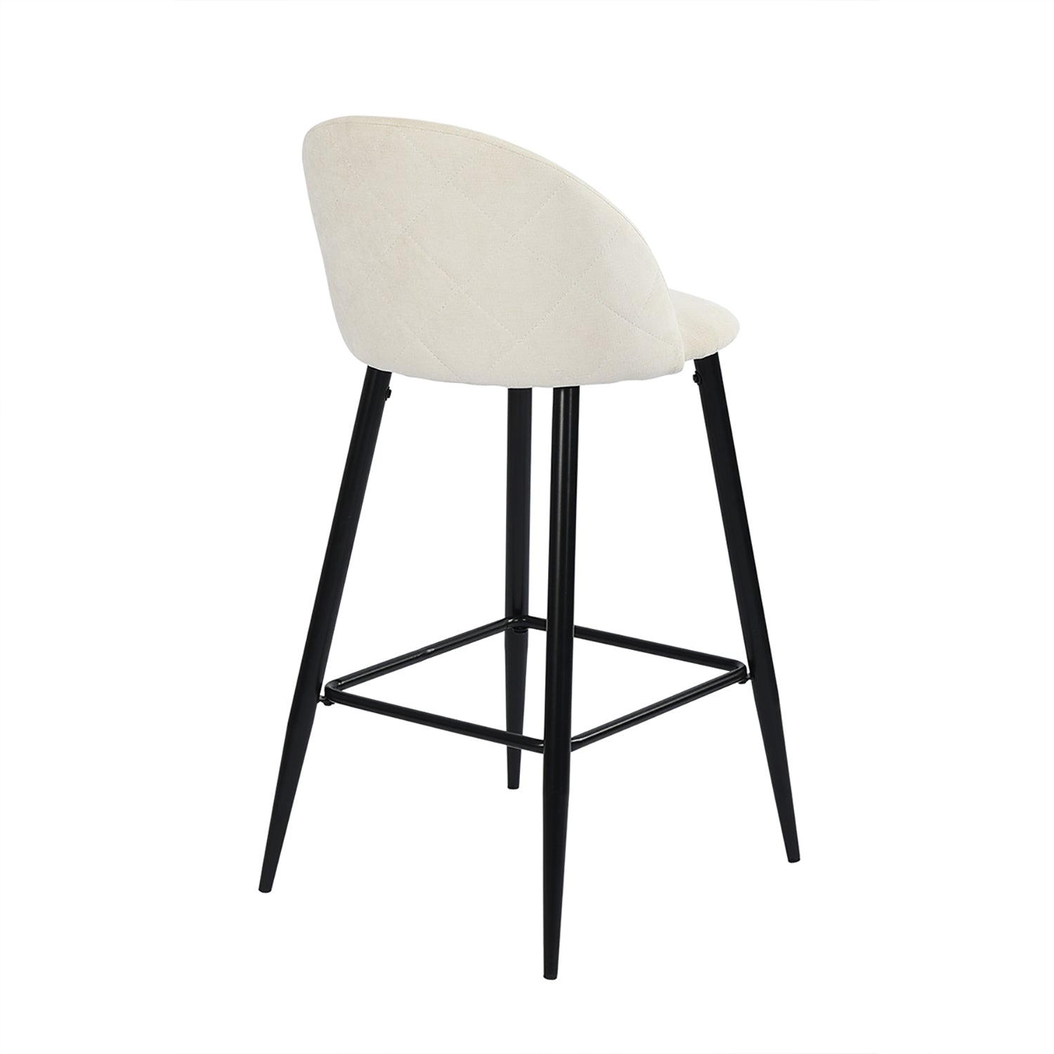 Homy Casa HASEEB Terry Cream Black Leg  2 PCS 27" Bar Stool Modern Bar Seating Open Box