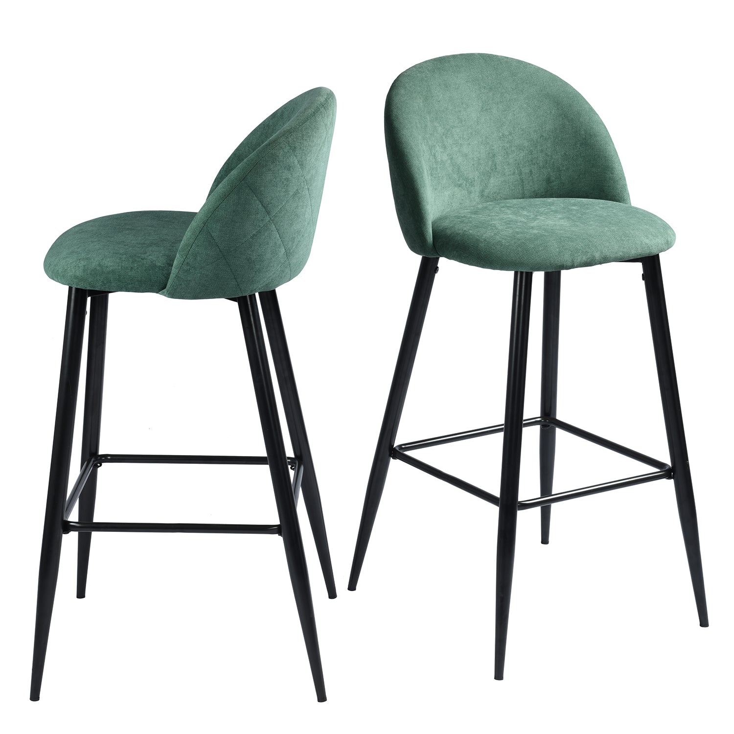 Homy Casa HASEEB BAR 30 Teal Terry Black Leg Bar Stool "18.31" W x 19.88" D x 39.37" H Bar Seating