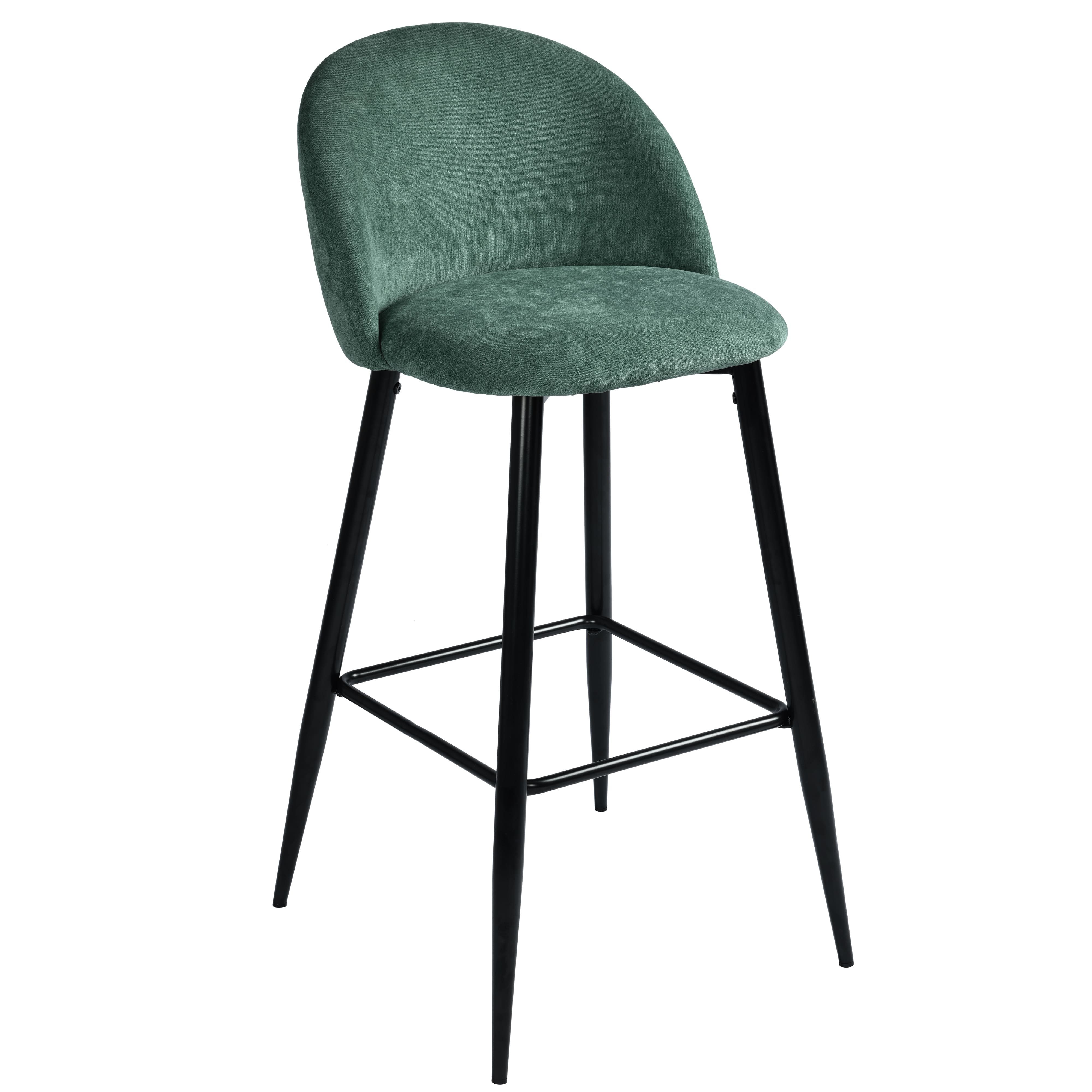 Homy Casa HASEEB BAR 30 Teal Terry Black Leg Bar Stool "18.31" W x 19.88" D x 39.37" H Bar Seating