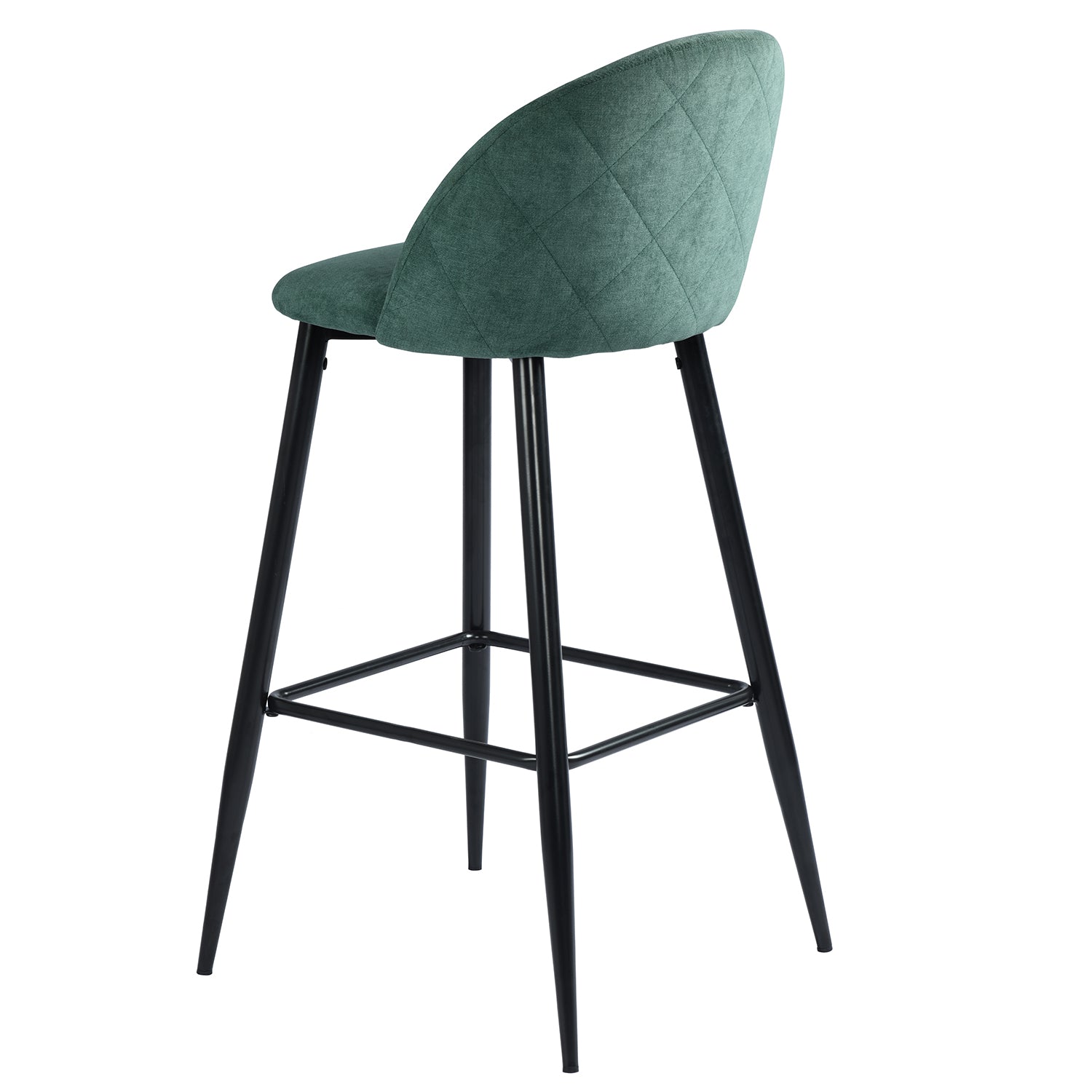 Homy Casa HASEEB BAR 30 Teal Terry Black Leg Bar Stool "18.31" W x 19.88" D x 39.37" H Bar Seating