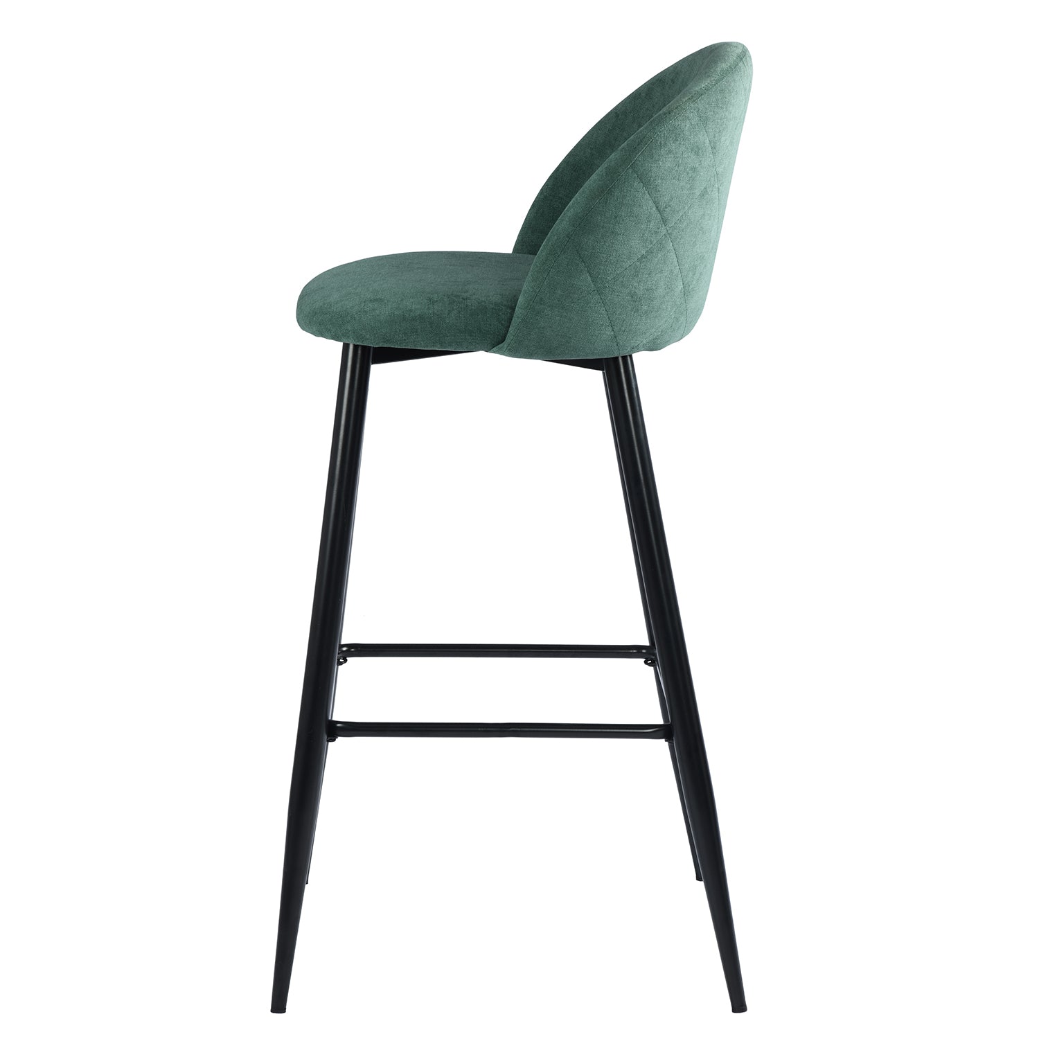 Homy Casa HASEEB BAR 30 Teal Terry Black Leg Bar Stool "18.31" W x 19.88" D x 39.37" H Bar Seating