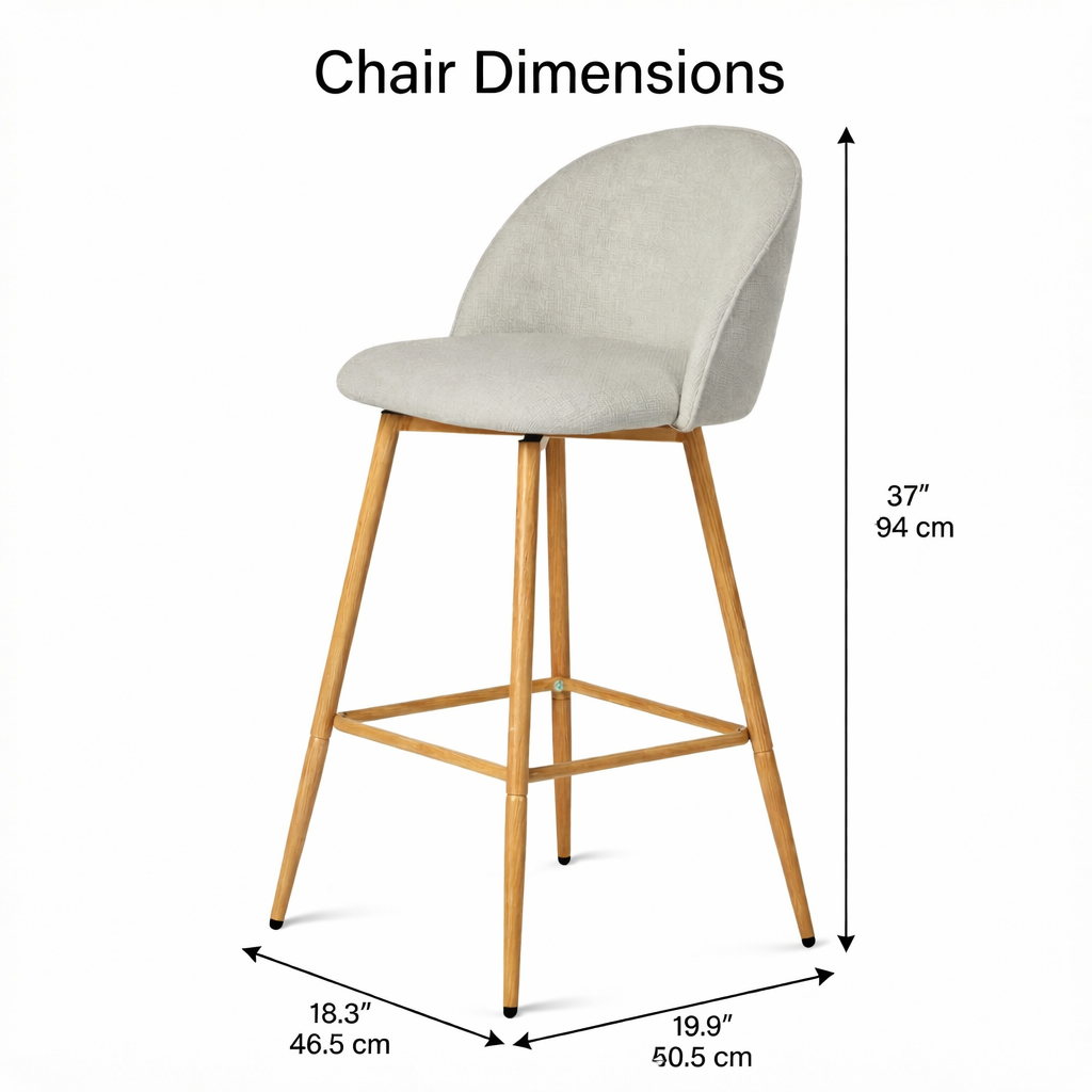 Homy Casa HASEEB Beige Swivel Barstool with Oak Legs, Fabric Upholstery, 46.5x50.5x94cm Open Box
