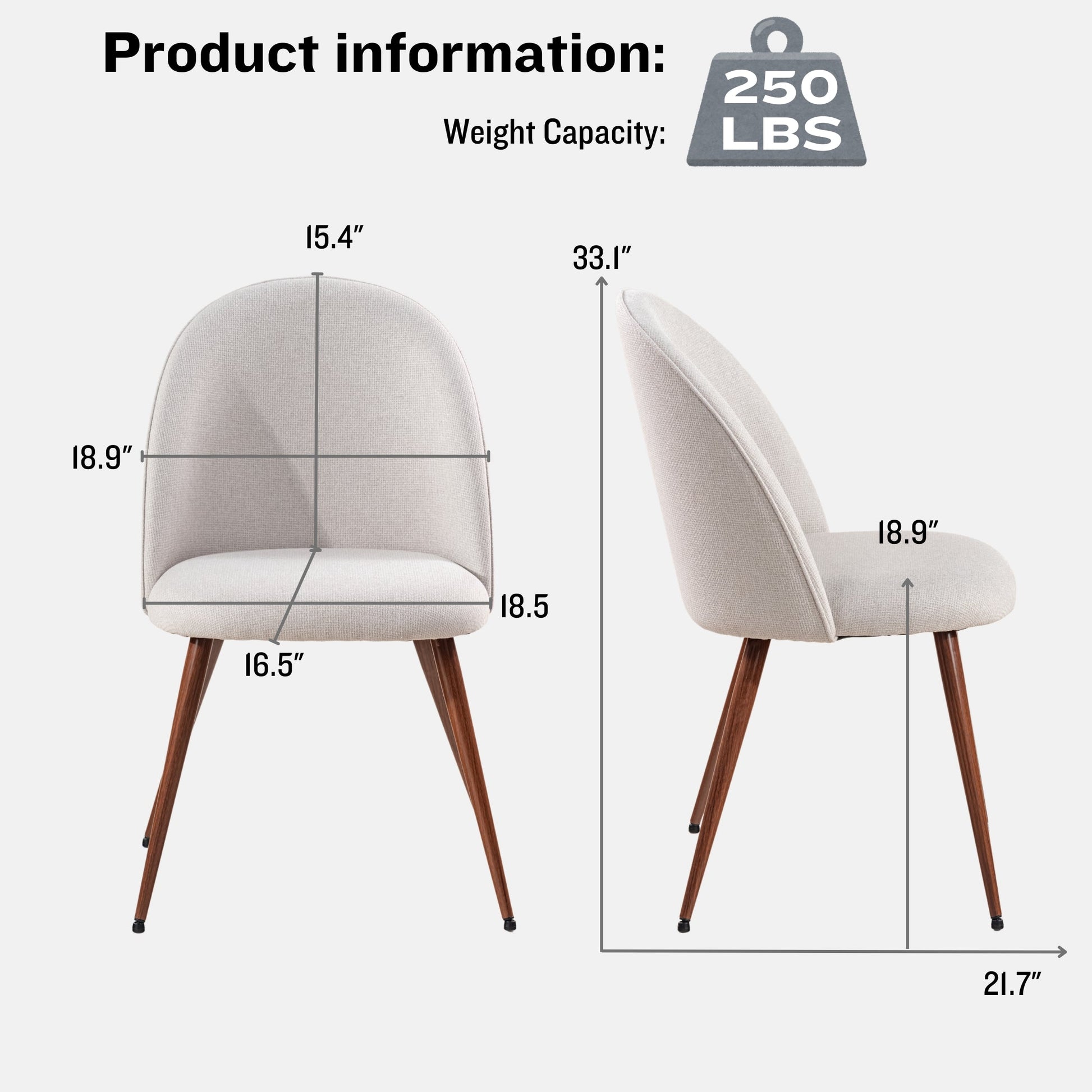 Haven Stylish high back Dining Chairs with Walnut Legs-HOMY CASA