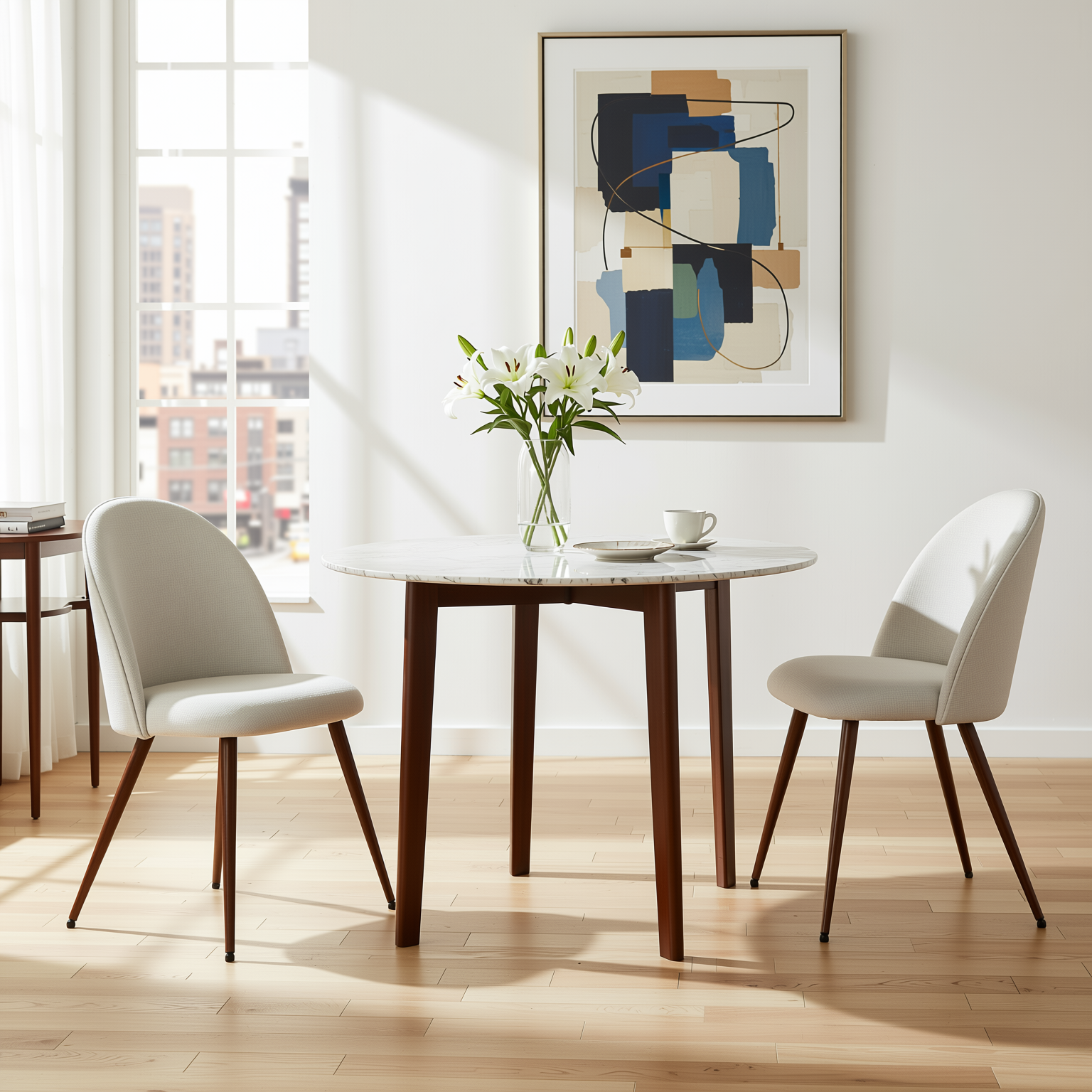 Haven High Back Fabric Upholsted Dining Chair Set of 2