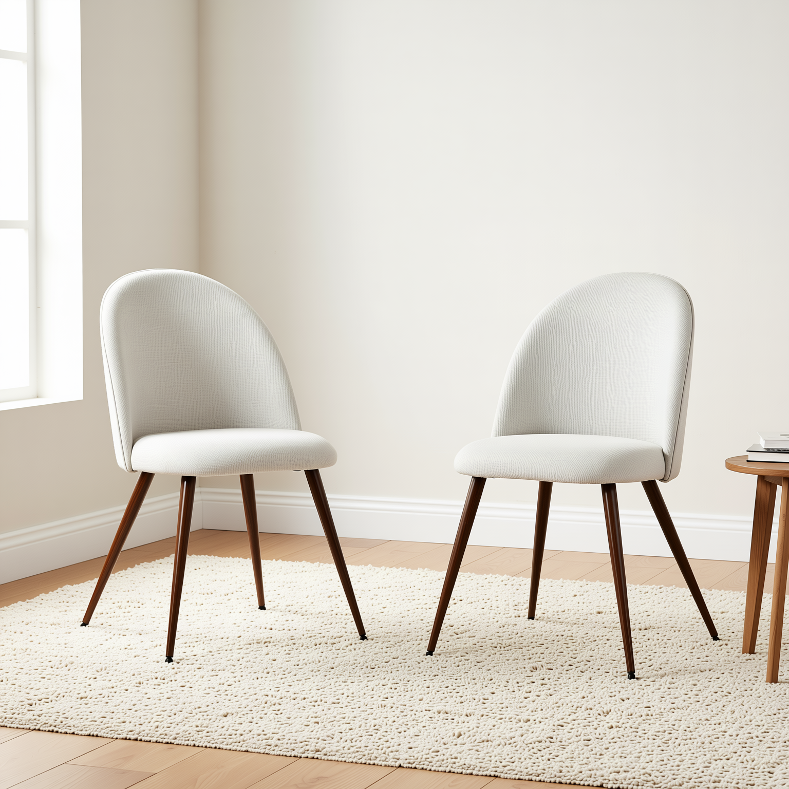 Homy Casa STOGER 5PC Scandinavian Extendable Dining Set with 4 Haven Upholstered Chairs