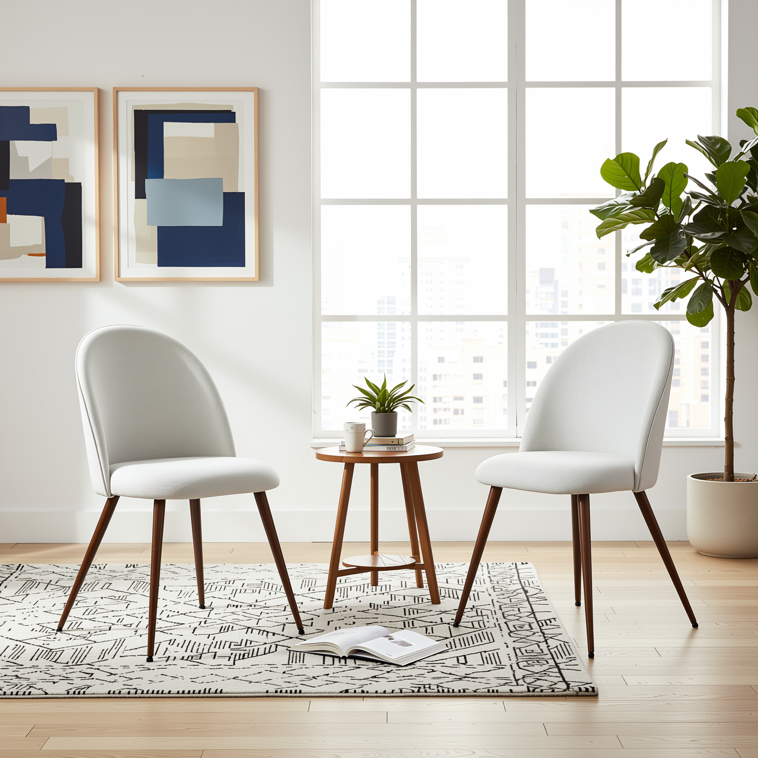 Haven High Back Fabric Upholsted Dining Chair Set of 2
