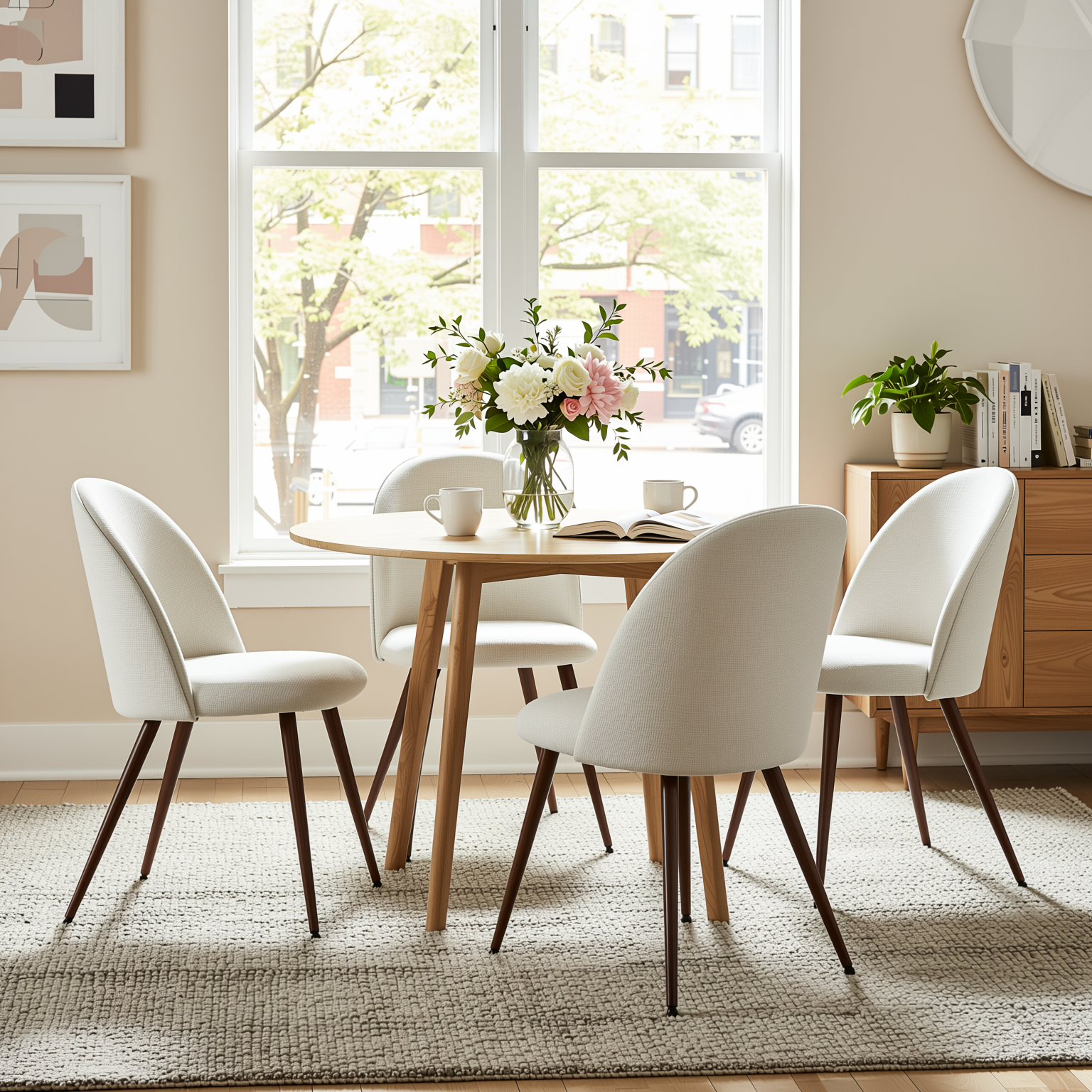 Haven High Back Fabric Upholsted Dining Chair Set of 2