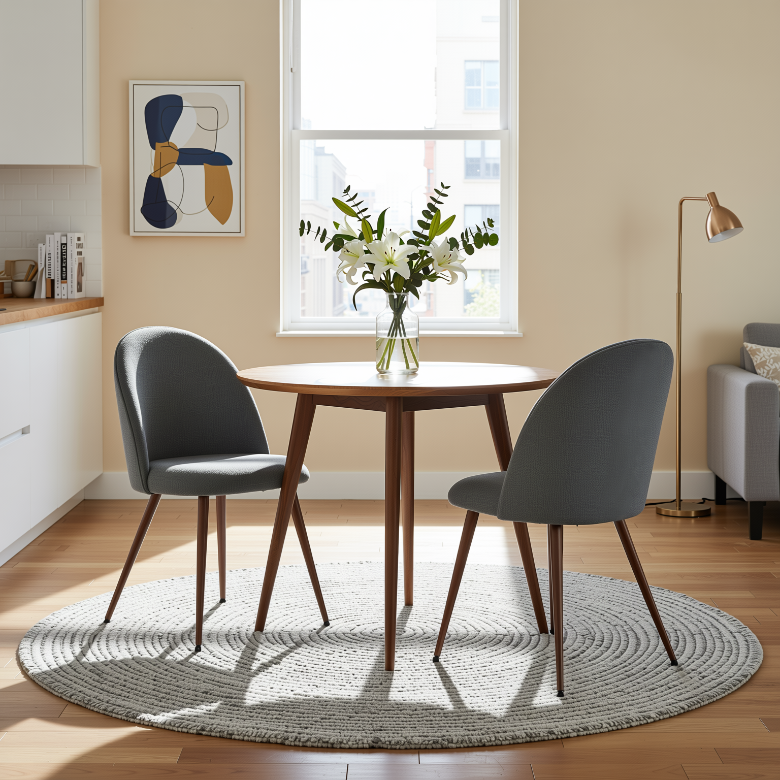 Haven High Back Fabric Upholsted Dining Chair Set of 2