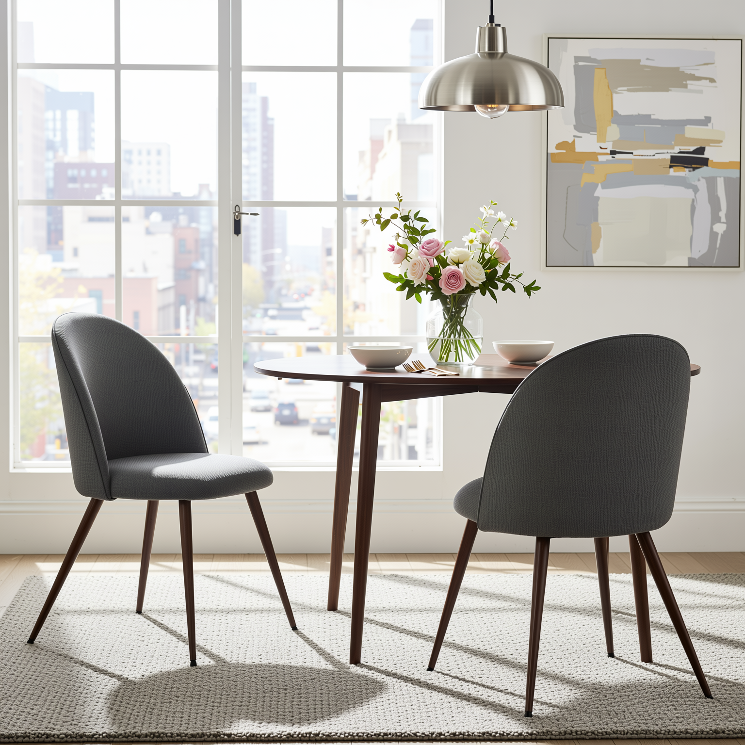 Haven High Back Fabric Upholsted Dining Chair Set of 2