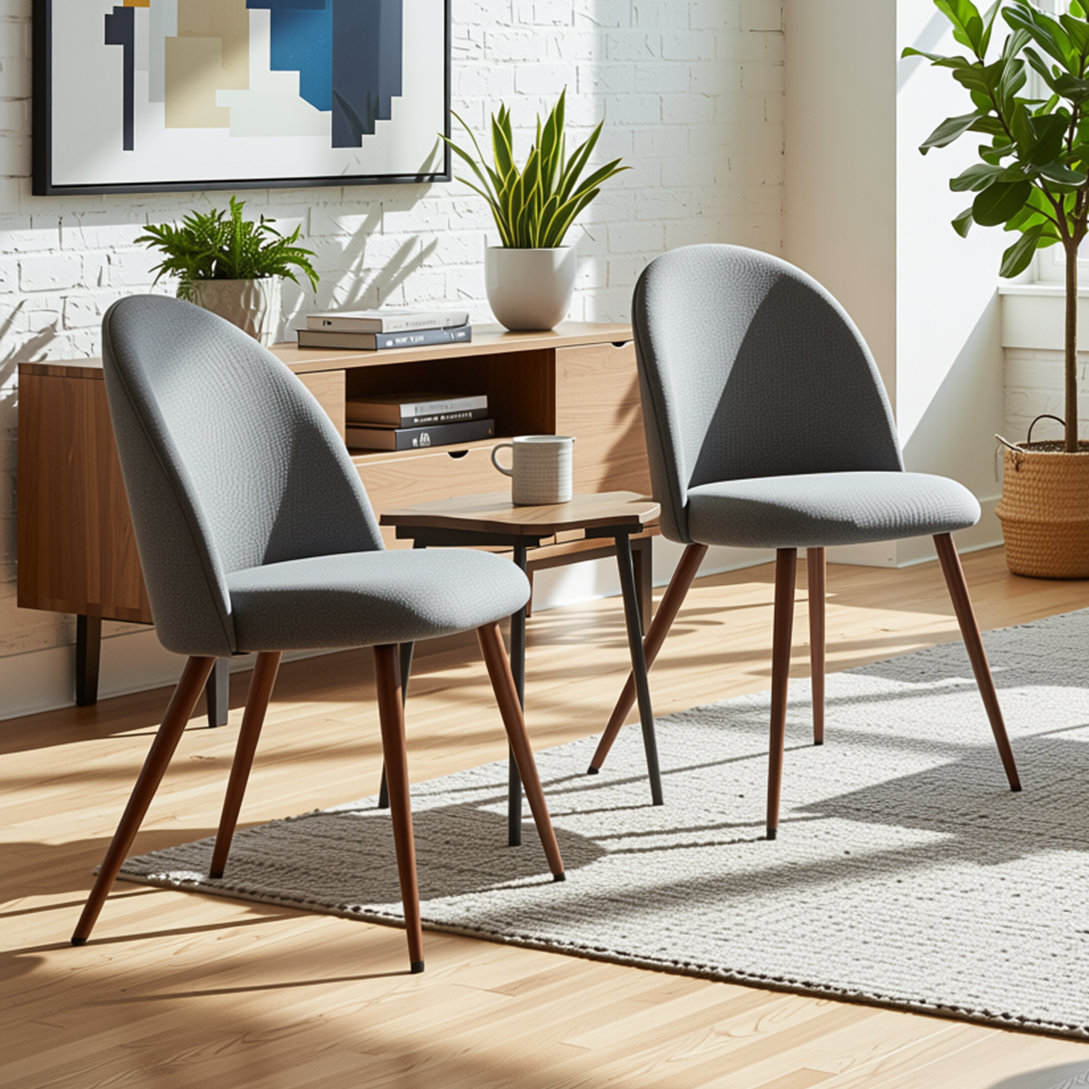 Haven High Back Fabric Upholsted Dining Chair Set of 2