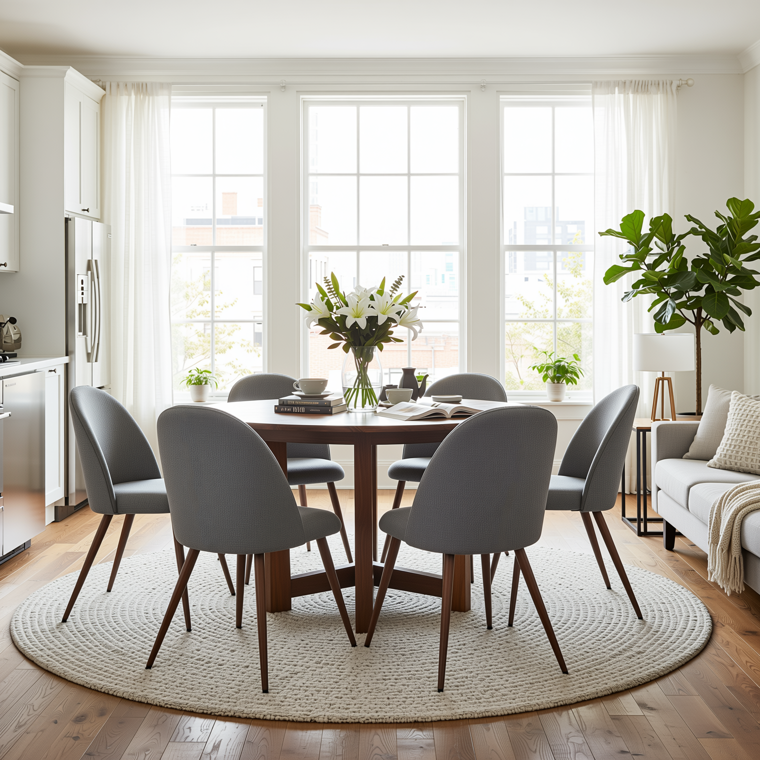 Haven High Back Upholsted Dining Chairs Set of 6