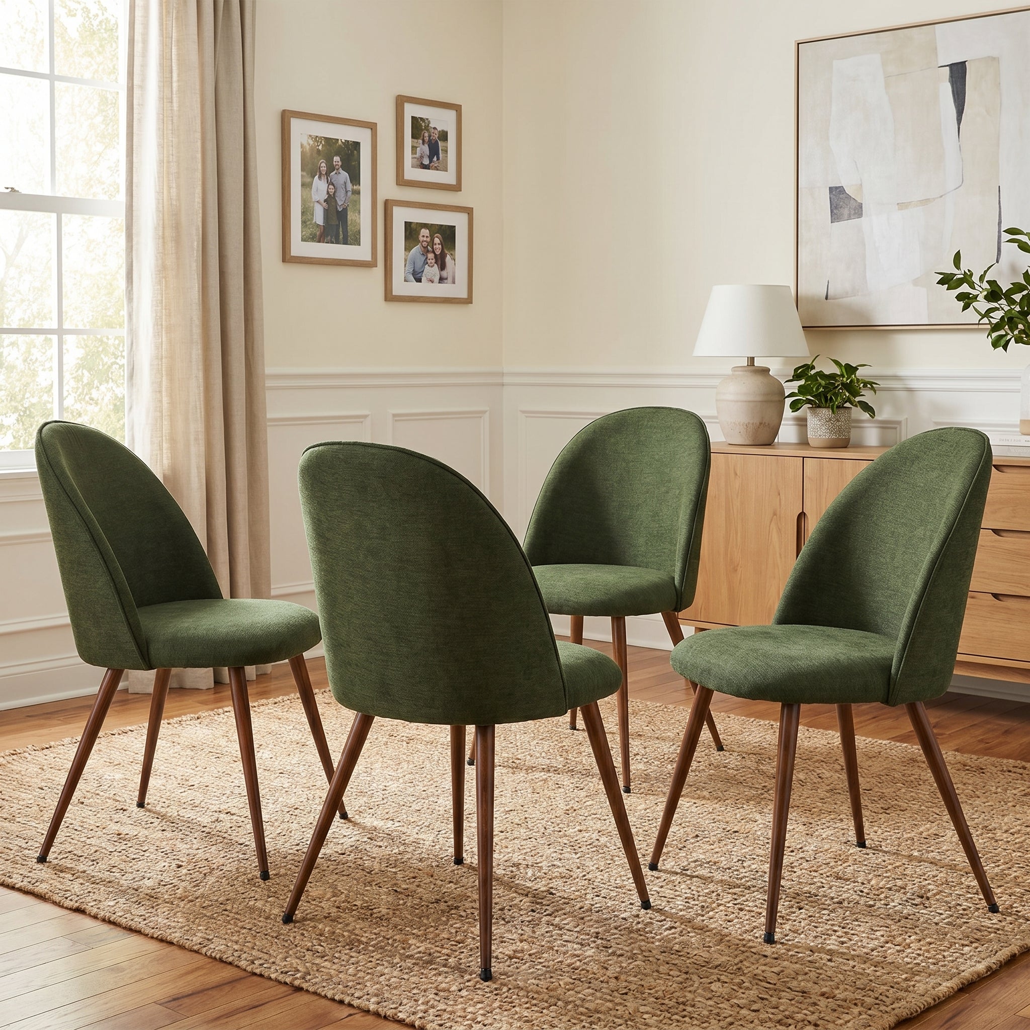 Haven Set of 4 High Back Fabric Upholsted Dining Chairs