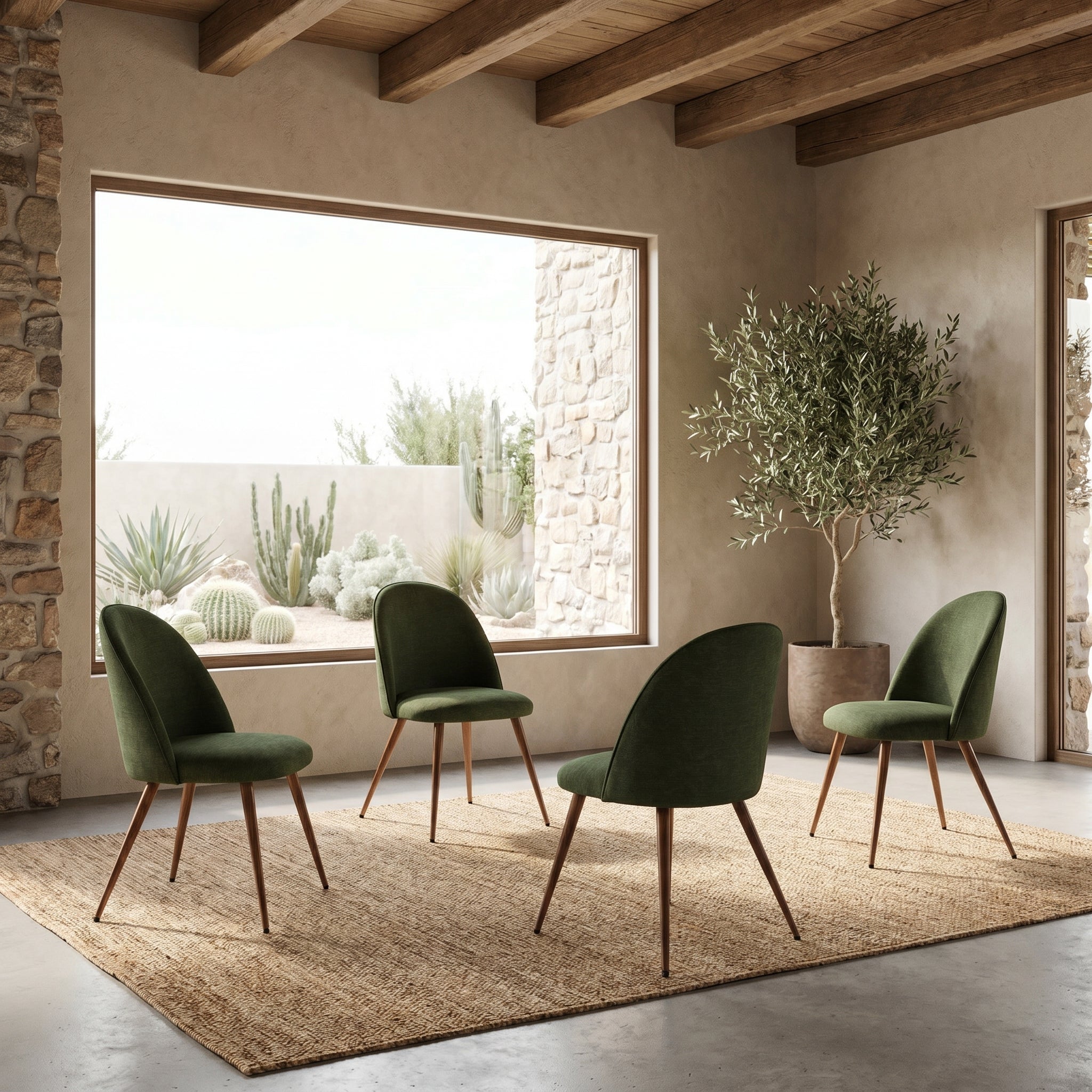 Haven Set of 4 High Back Fabric Upholsted Dining Chairs