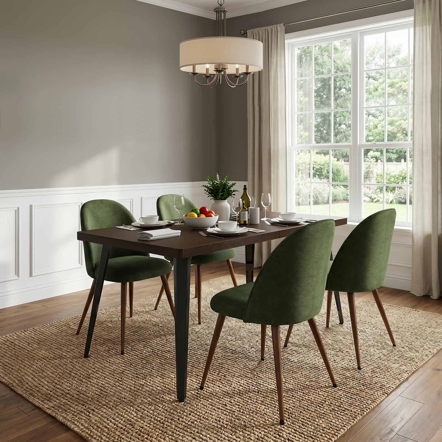 Haven Set of 4 High Back Fabric Upholsted Dining Chairs