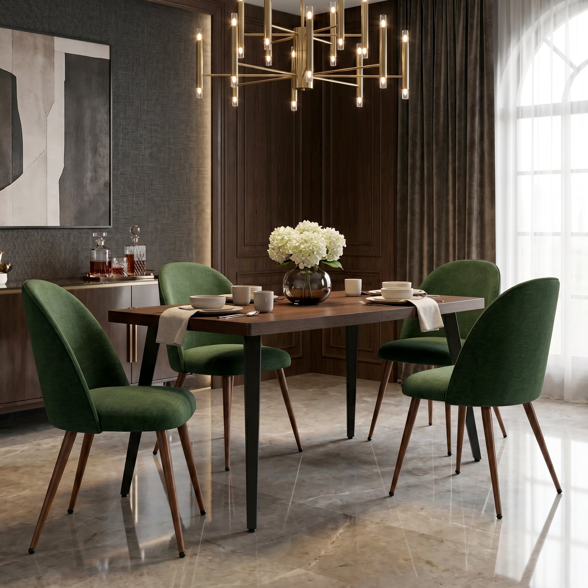 Haven High Back Fabric Upholsted Dining Chair Set of 2