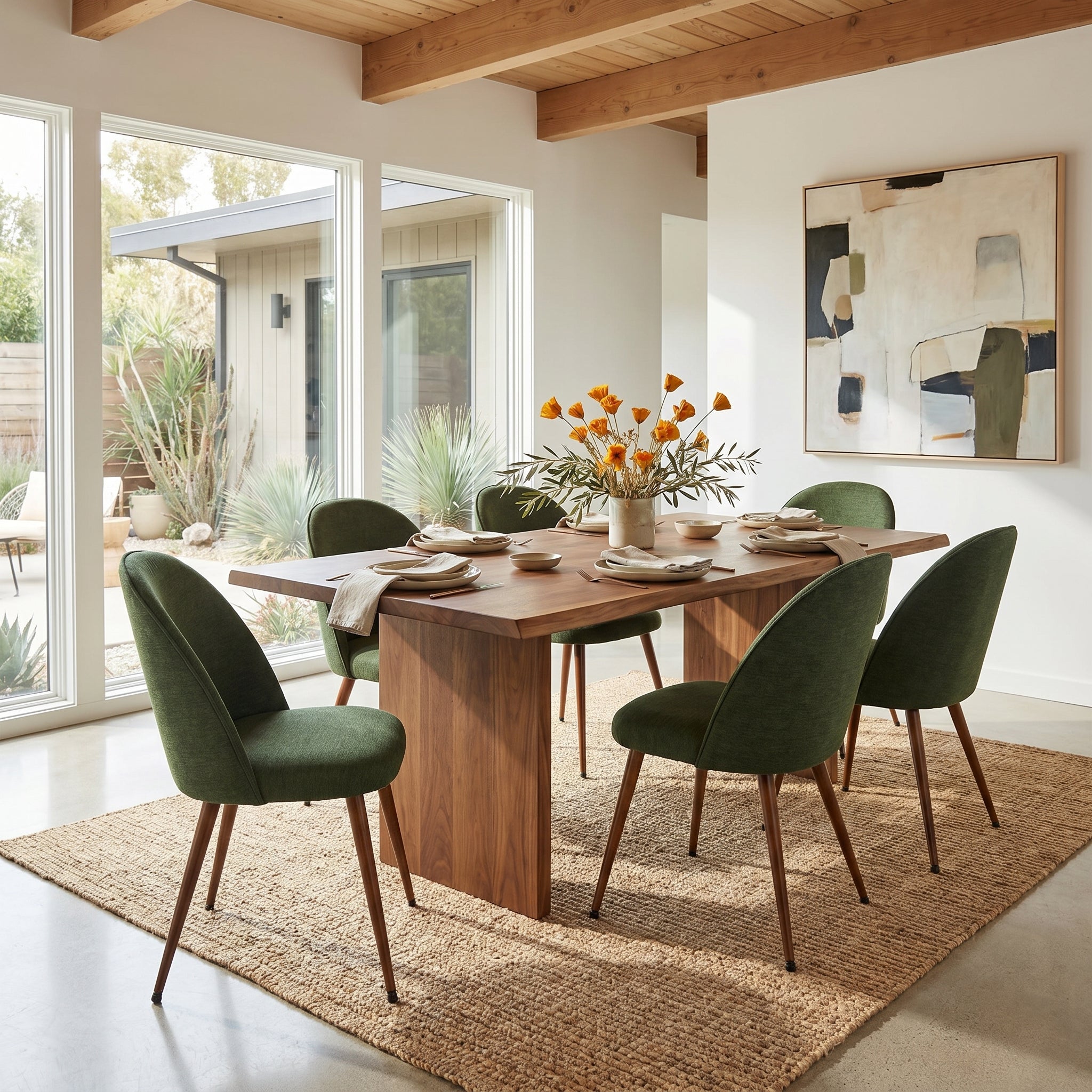 Haven High Back Fabric Upholsted Dining Chair Set of 2