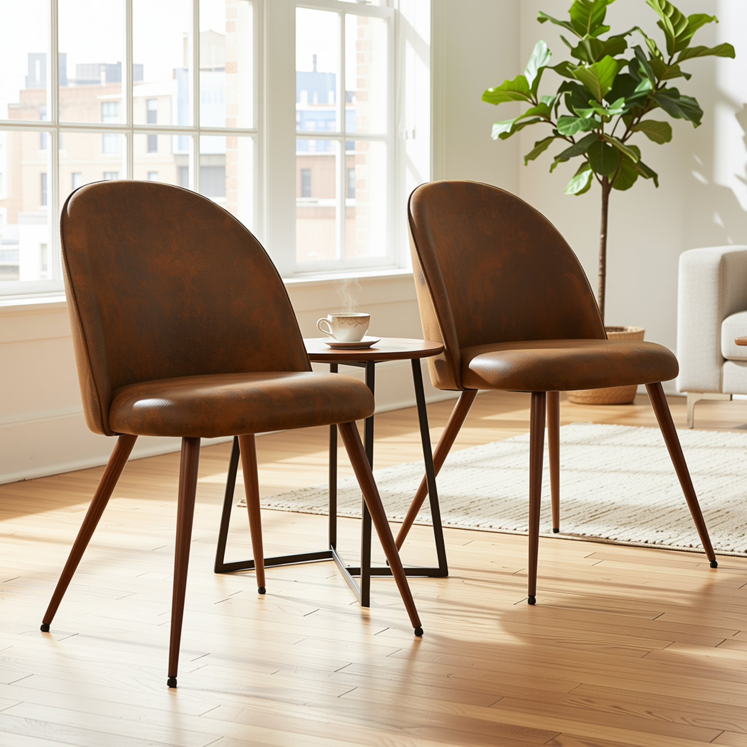 Haven High Back Fabric Upholsted Dining Chair Set of 2