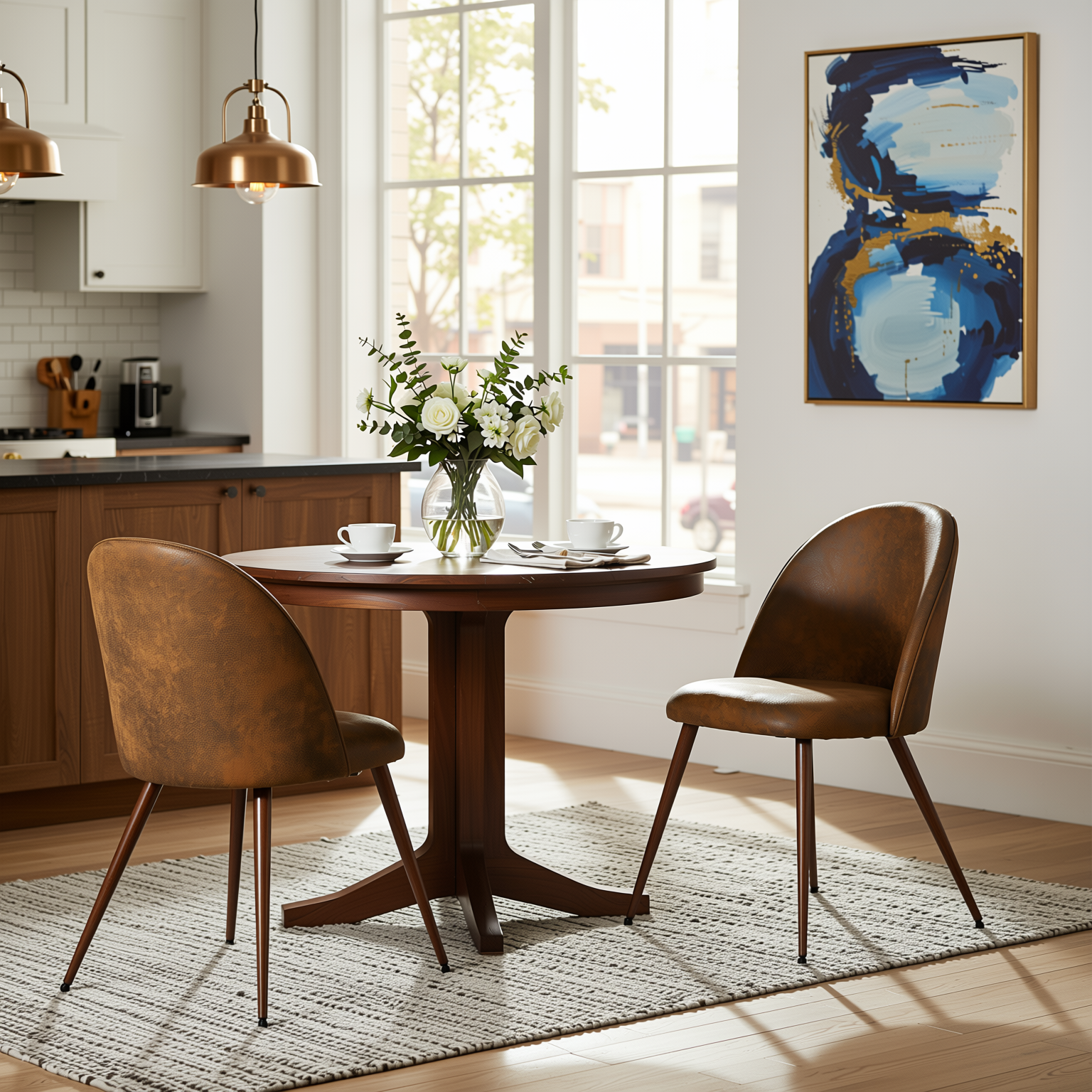 Haven High Back Fabric Upholsted Dining Chair Set of 2