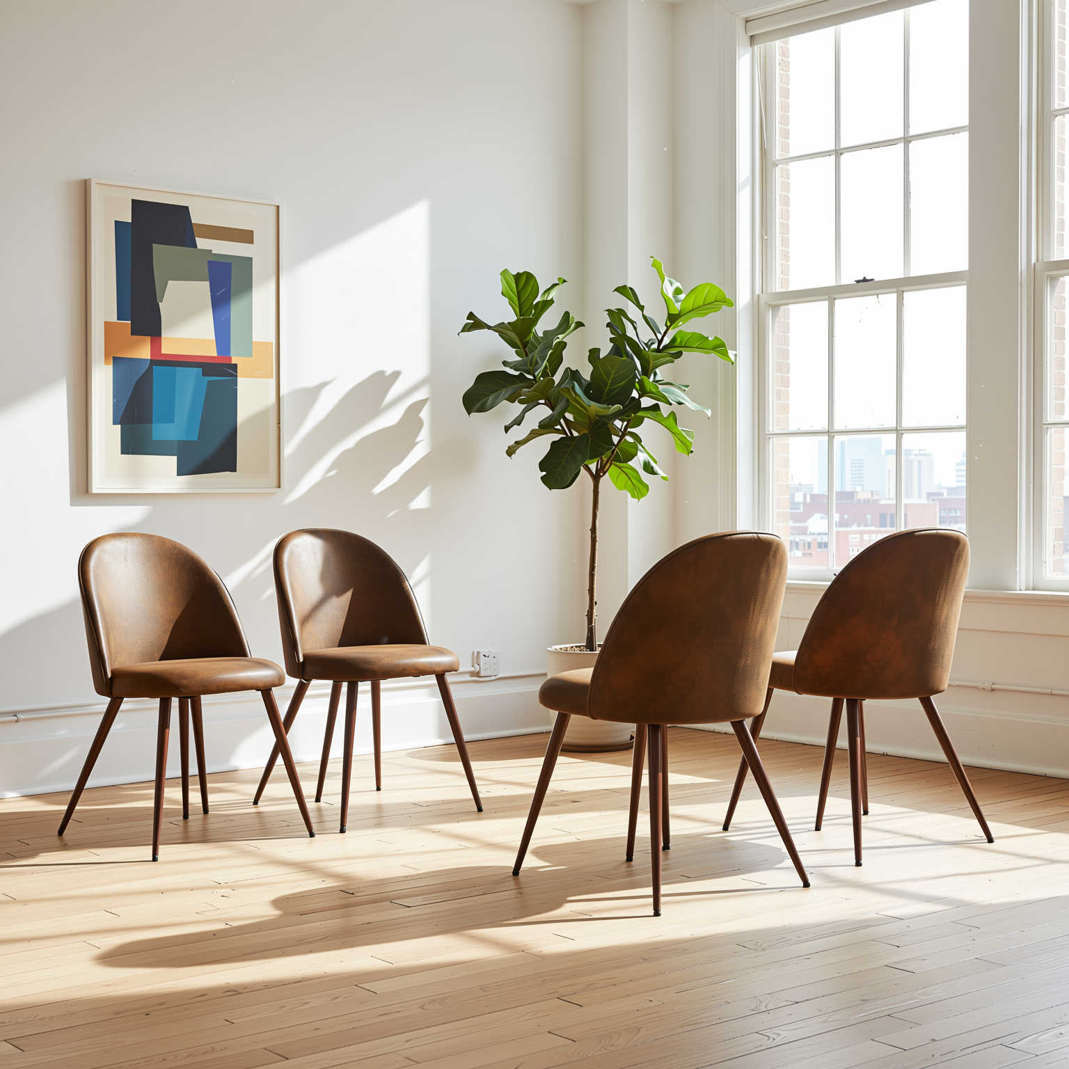 Haven Set of 4 High Back Fabric Upholsted Dining Chairs