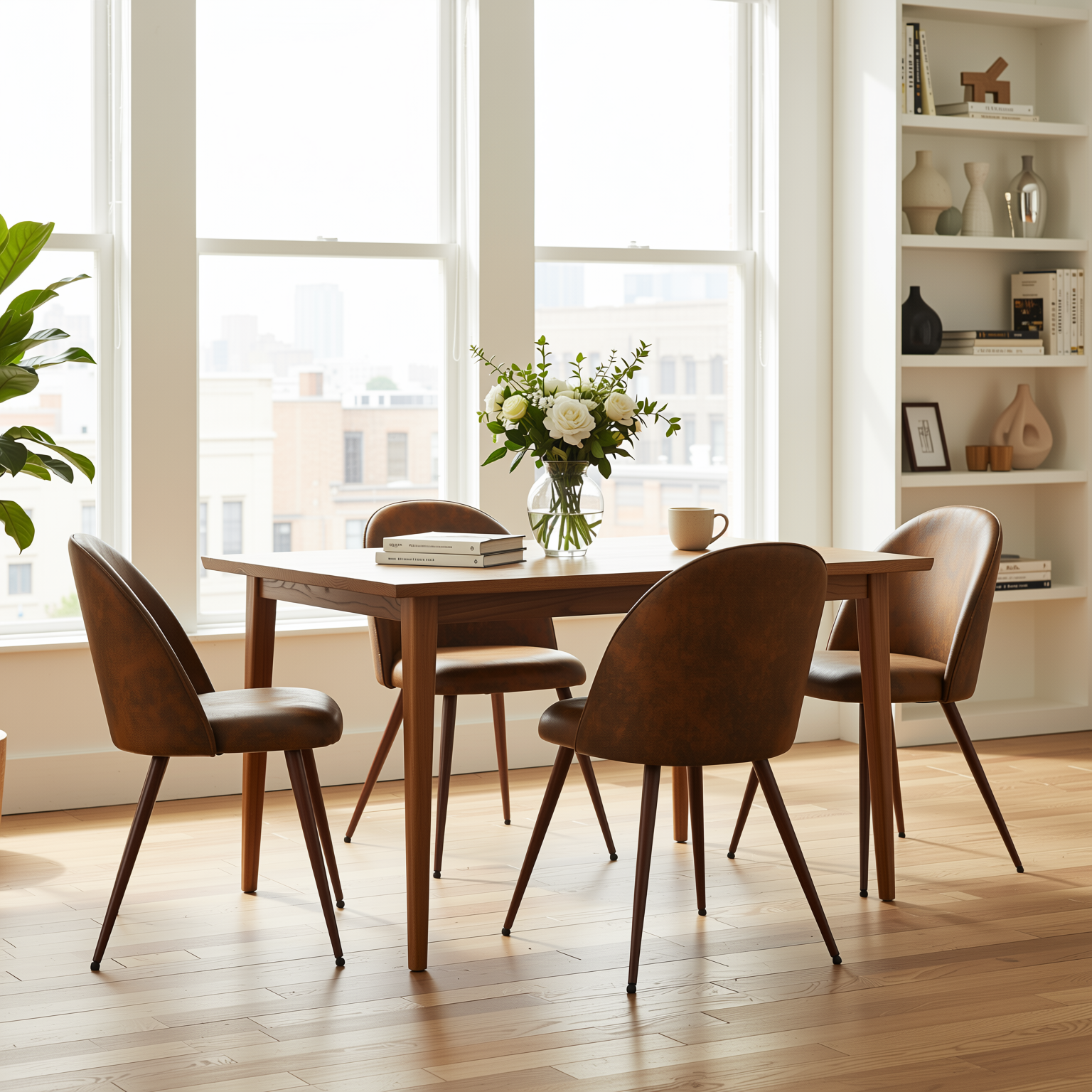 Haven Set of 4 High Back Fabric Upholsted Dining Chairs