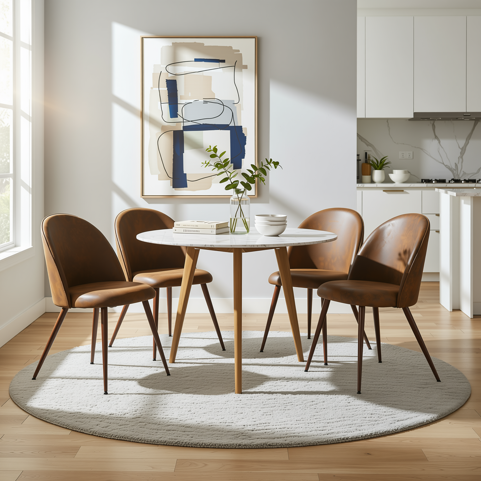 Haven Set of 4 High Back Fabric Upholsted Dining Chairs