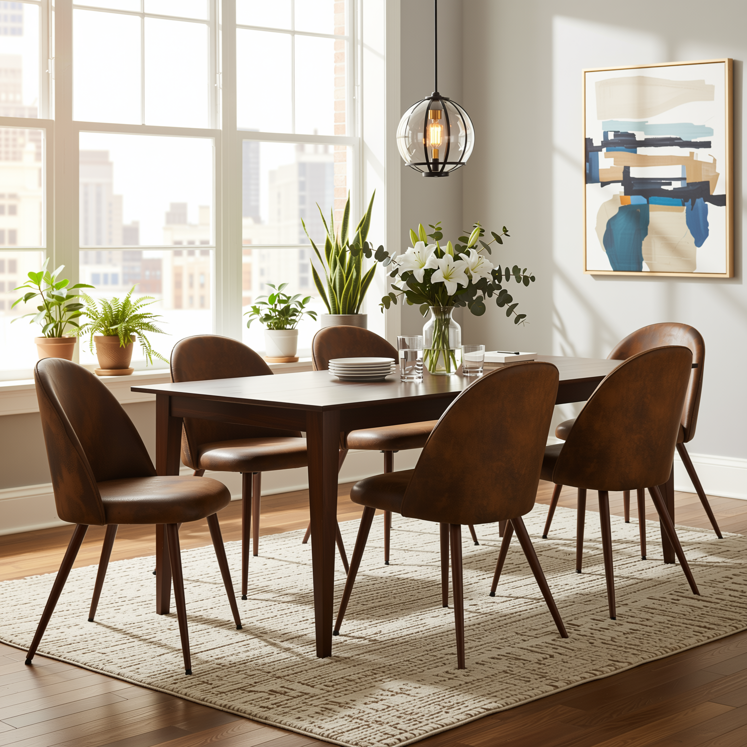 Haven High Back Fabric Upholsted Dining Chair Set of 2
