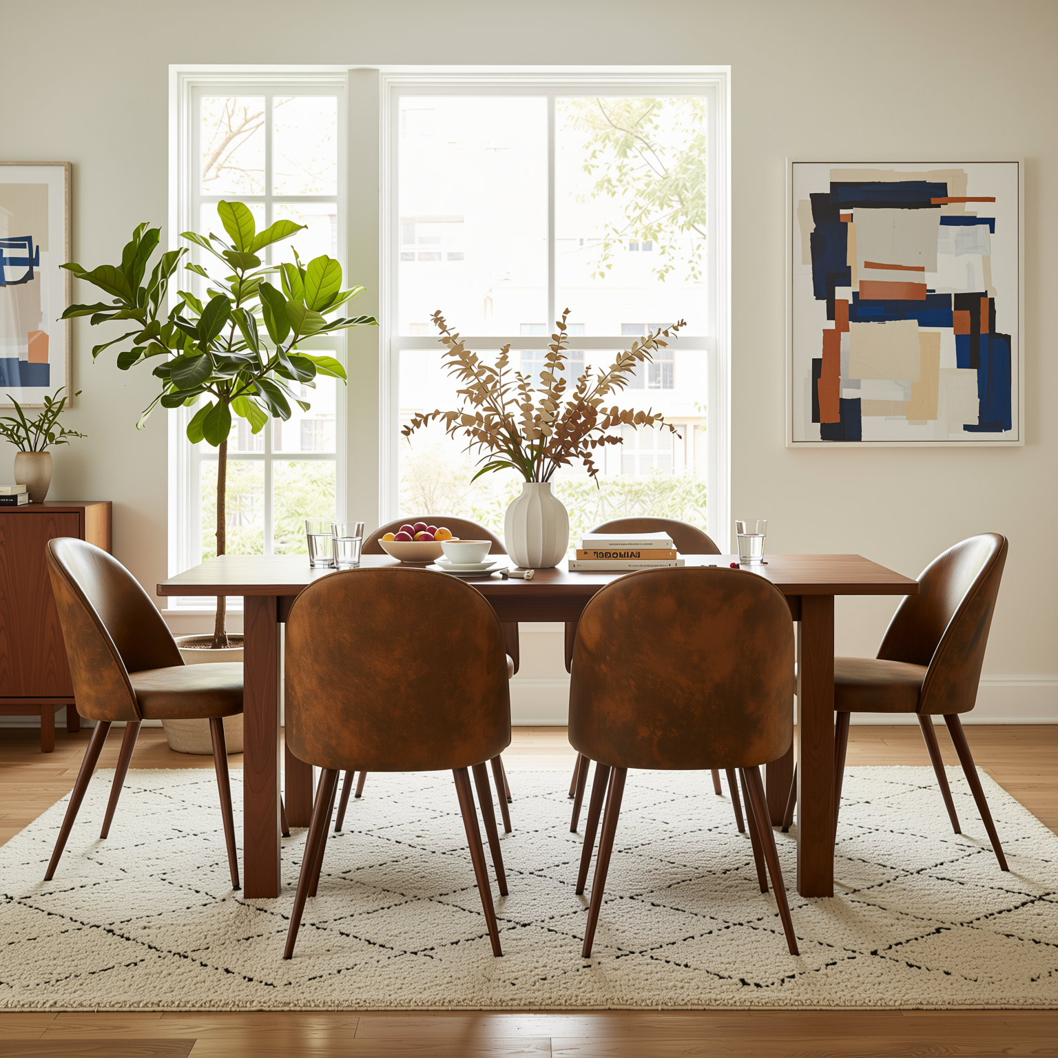 Haven High Back Fabric Upholsted Dining Chair Set of 2