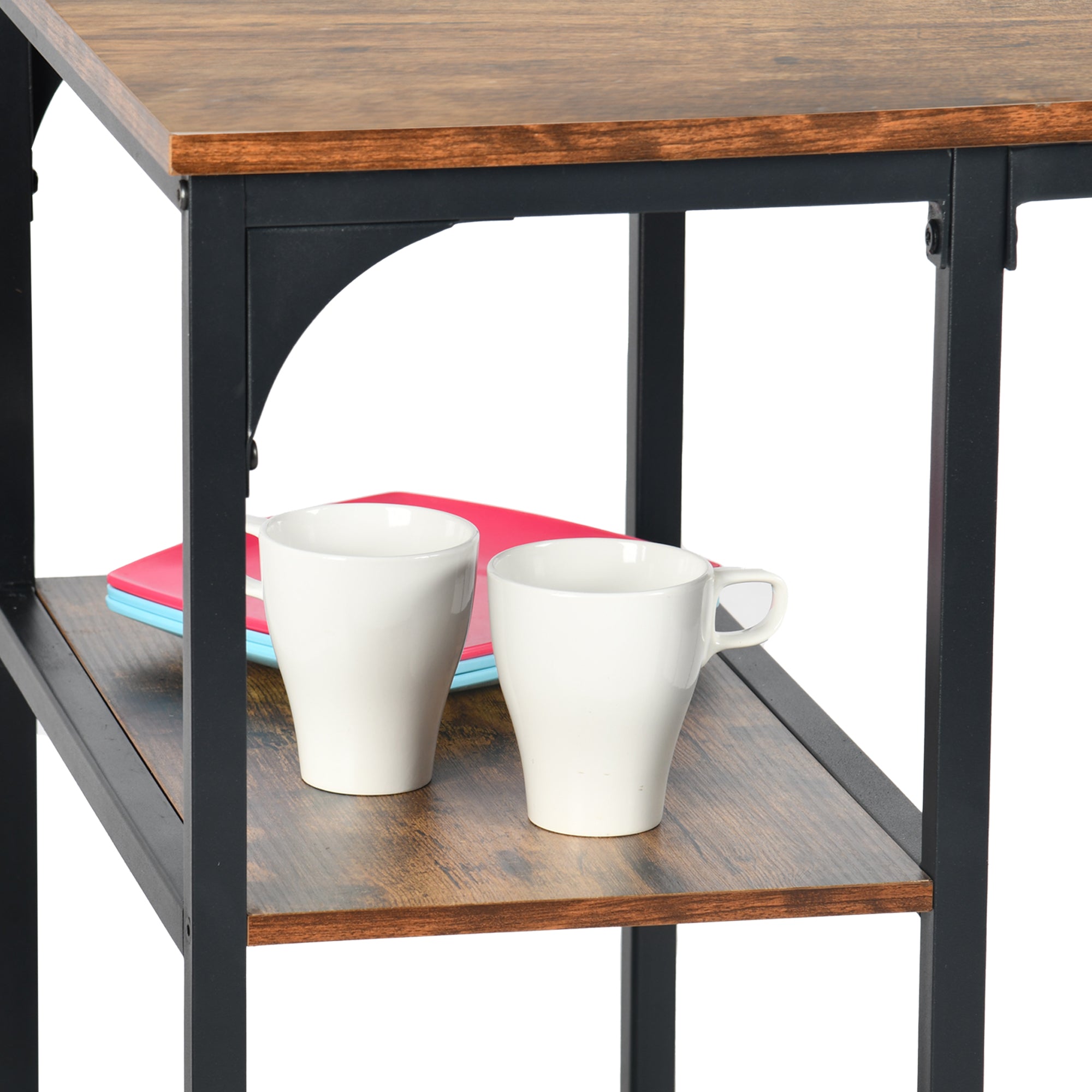 Holly 40” Counter Dining Table Set Vintage Brown Table with 2 Counter Barstools