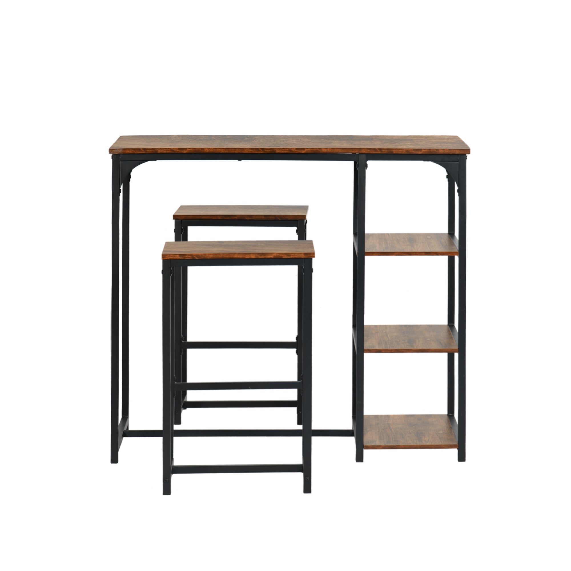 Holly 40” Counter Dining Table Set Vintage Brown Table with 2 Counter Barstools