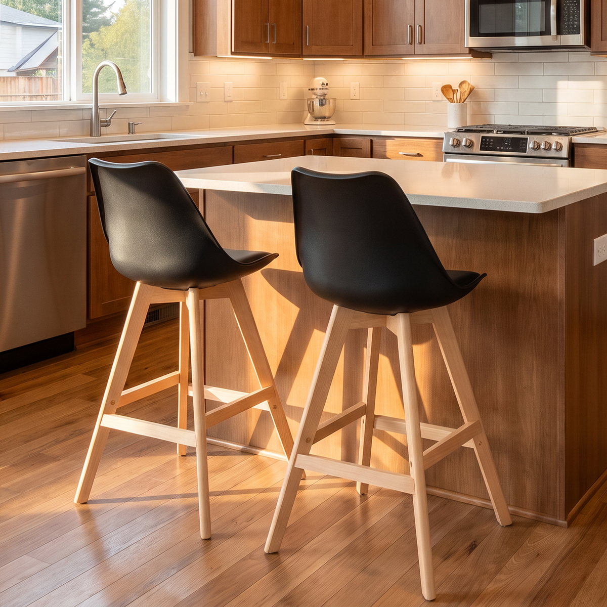 Nana Homy Casa Homie Plus 2PC 39" Modern Bar Stool, Black, Open Box