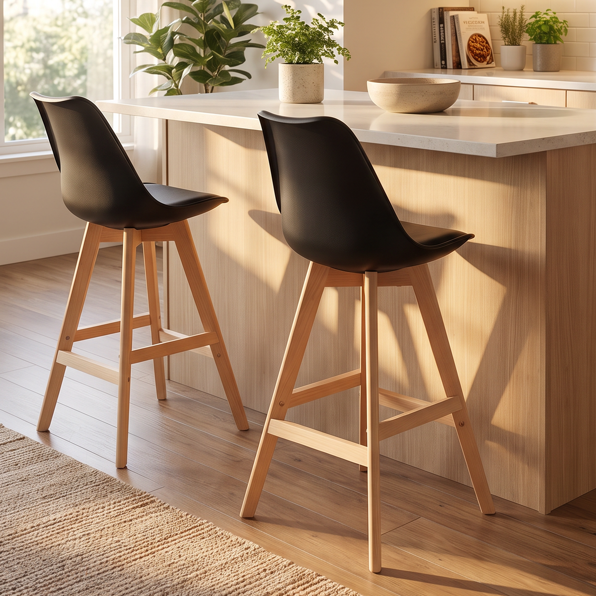 Homy Casa Homie Plus 2PC 39" Modern Bar Stool, Black, Open Box