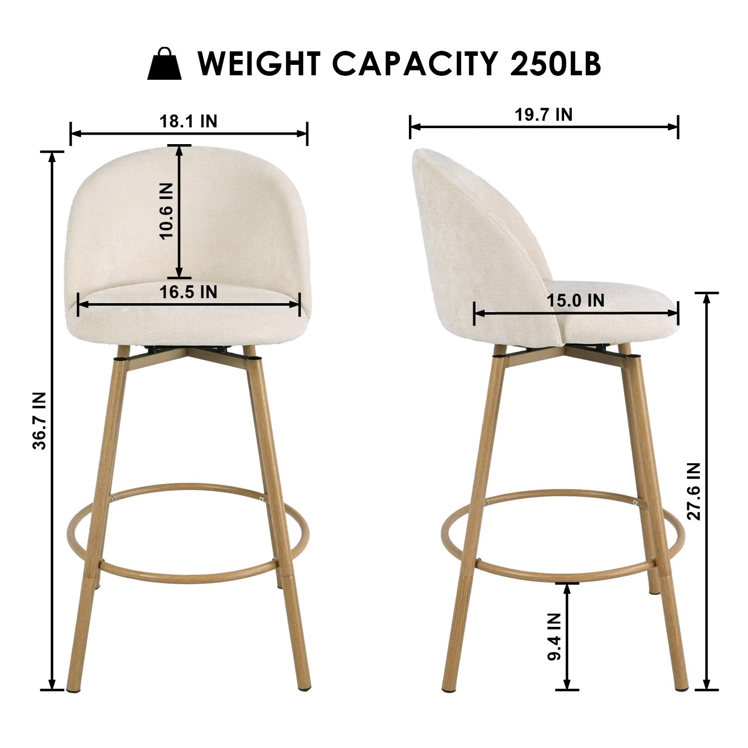 Homy Casa HSB-CS002 2PC Bar Stools in Biscuit Beige Bar Seating Open Box