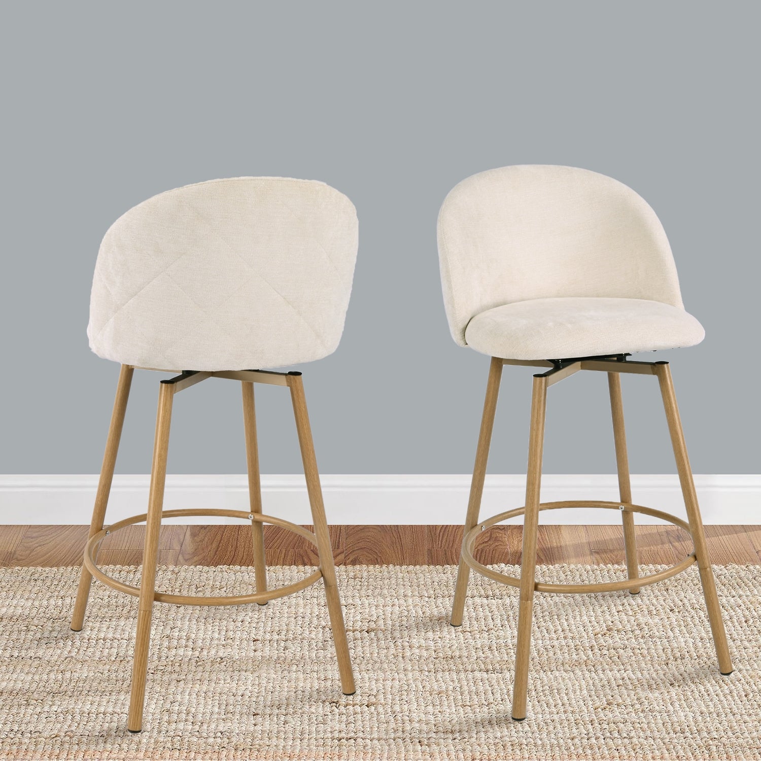 Homy Casa HSB-CS002 2PC Bar Stools in Biscuit Beige Bar Seating Open Box