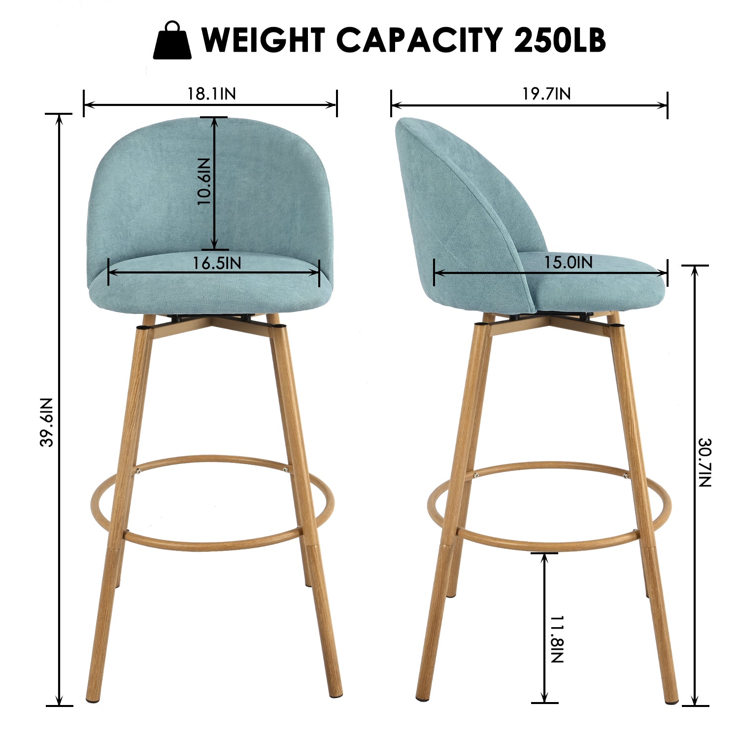 Homy Casa HSB-HB001 Aloe Bar Stool 28.9" Seat Height, Upholstered Kitchen Counter Stool Open Box