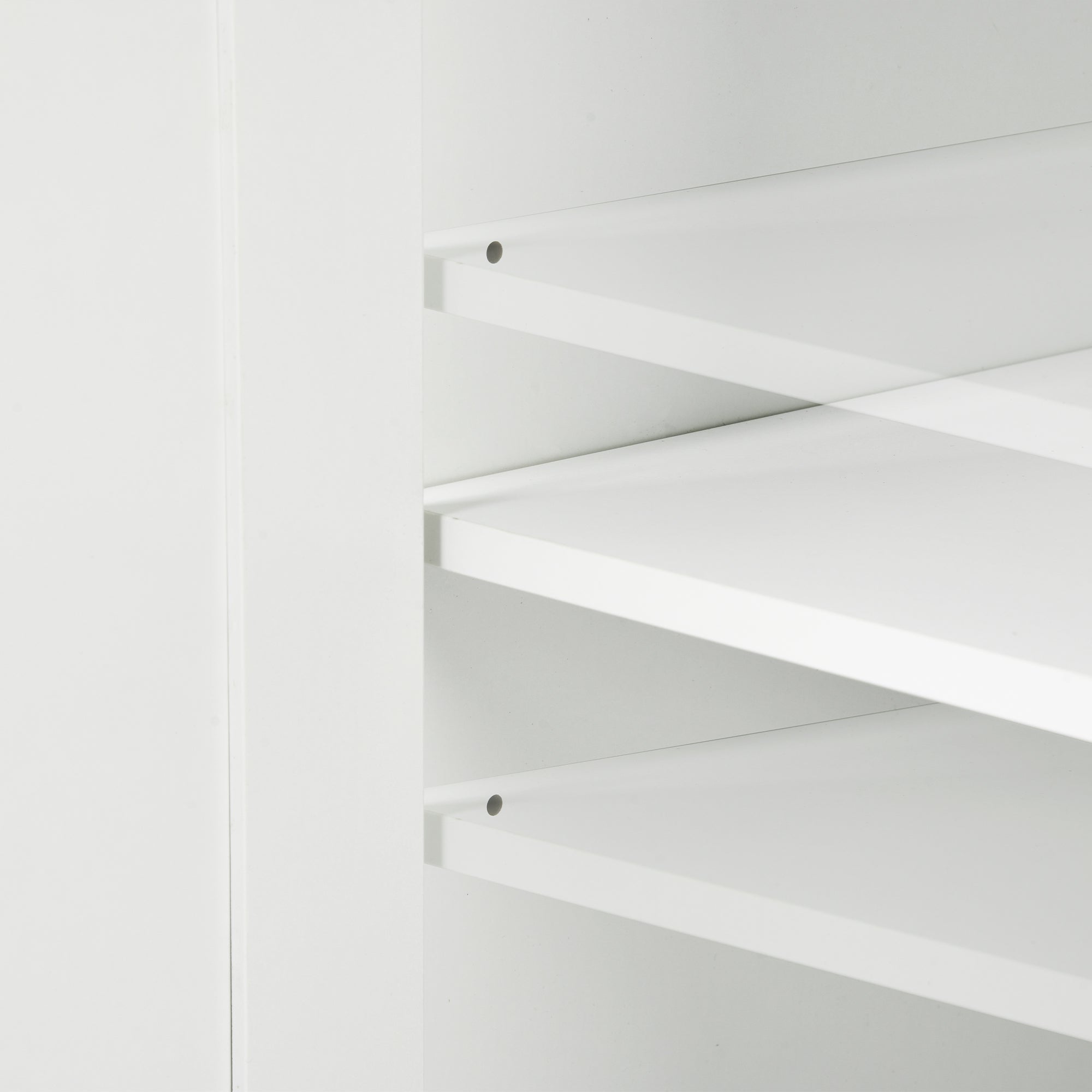 HUGH Kitchen Island Cart on Wheels, 45.3” Rolling Storage Cabinet with Oak-Finish Wood Top, 3 Drawers and 4 Doors, Side Towel Bars, White