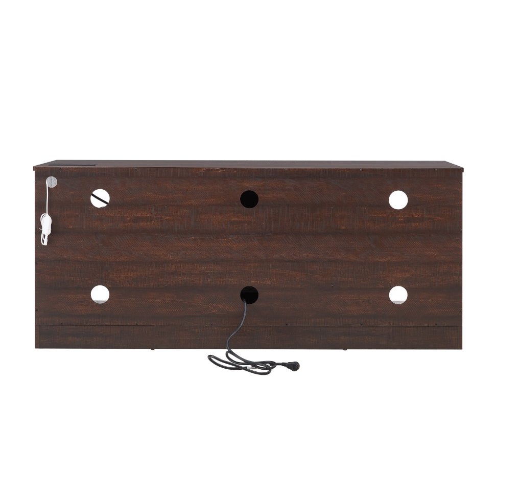 Helena 58" Modern LED TV Stand with Electric Fireplace and Glass Shelves