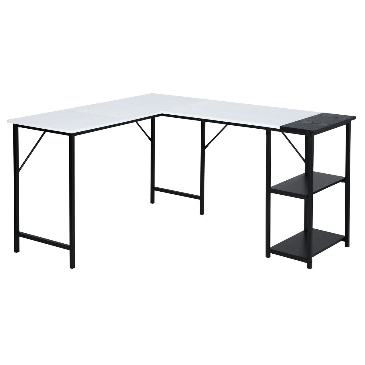 Homy Casa IBARRA Desk "148 x 120 x 74" Modern Office Workspace Table Open Box