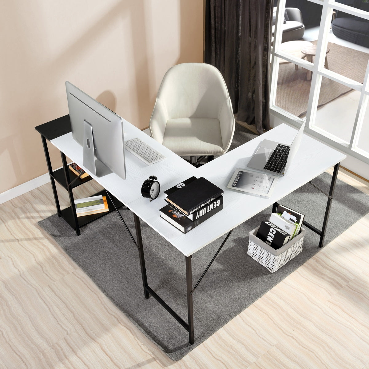 Homy Casa IBARRA Desk "148 x 120 x 74" Modern Office Workspace Table Open Box